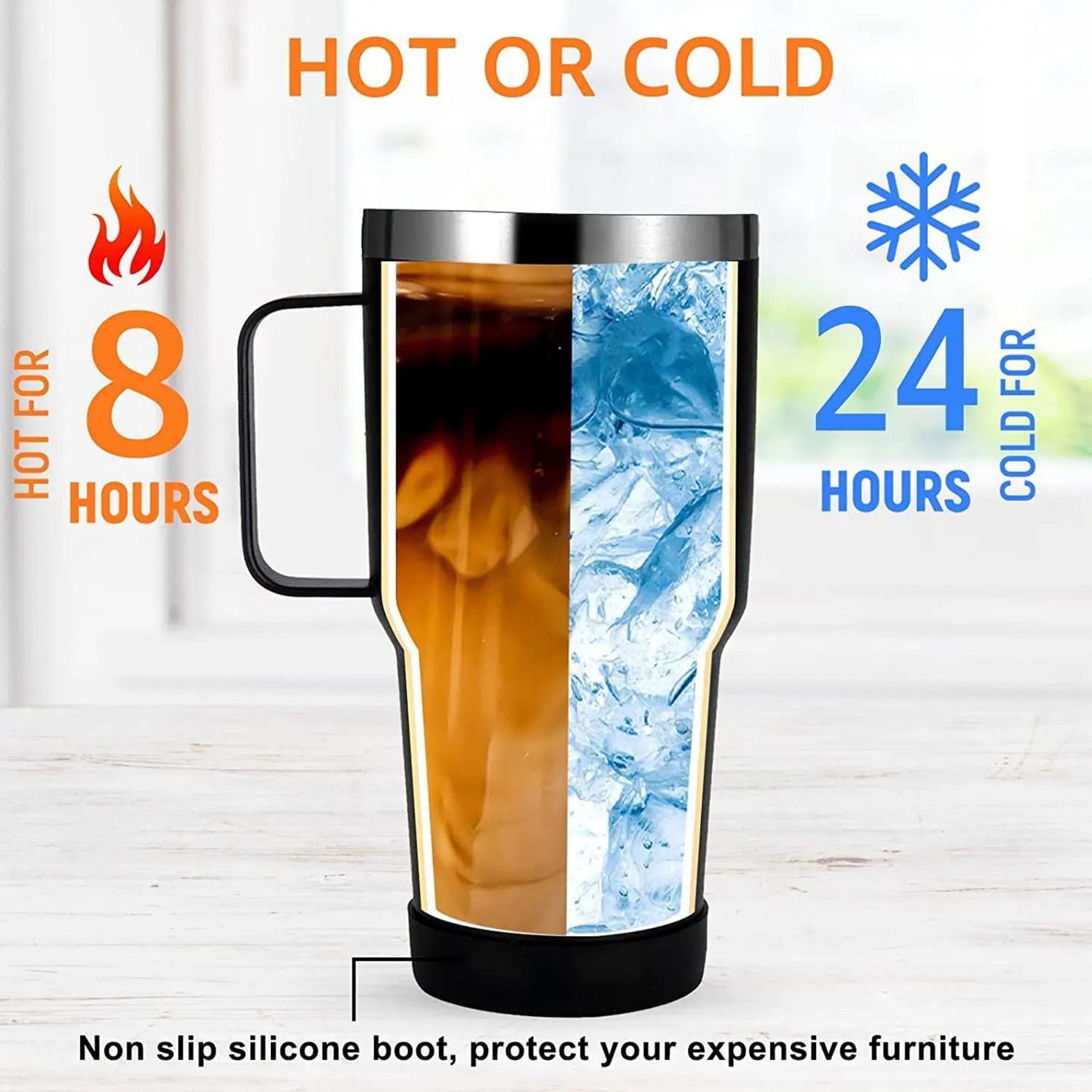 1200ml Insulated Tumbler With Handle Metal Stainless Steel Vacuum Portable Straw Cup Large Thermal  5
