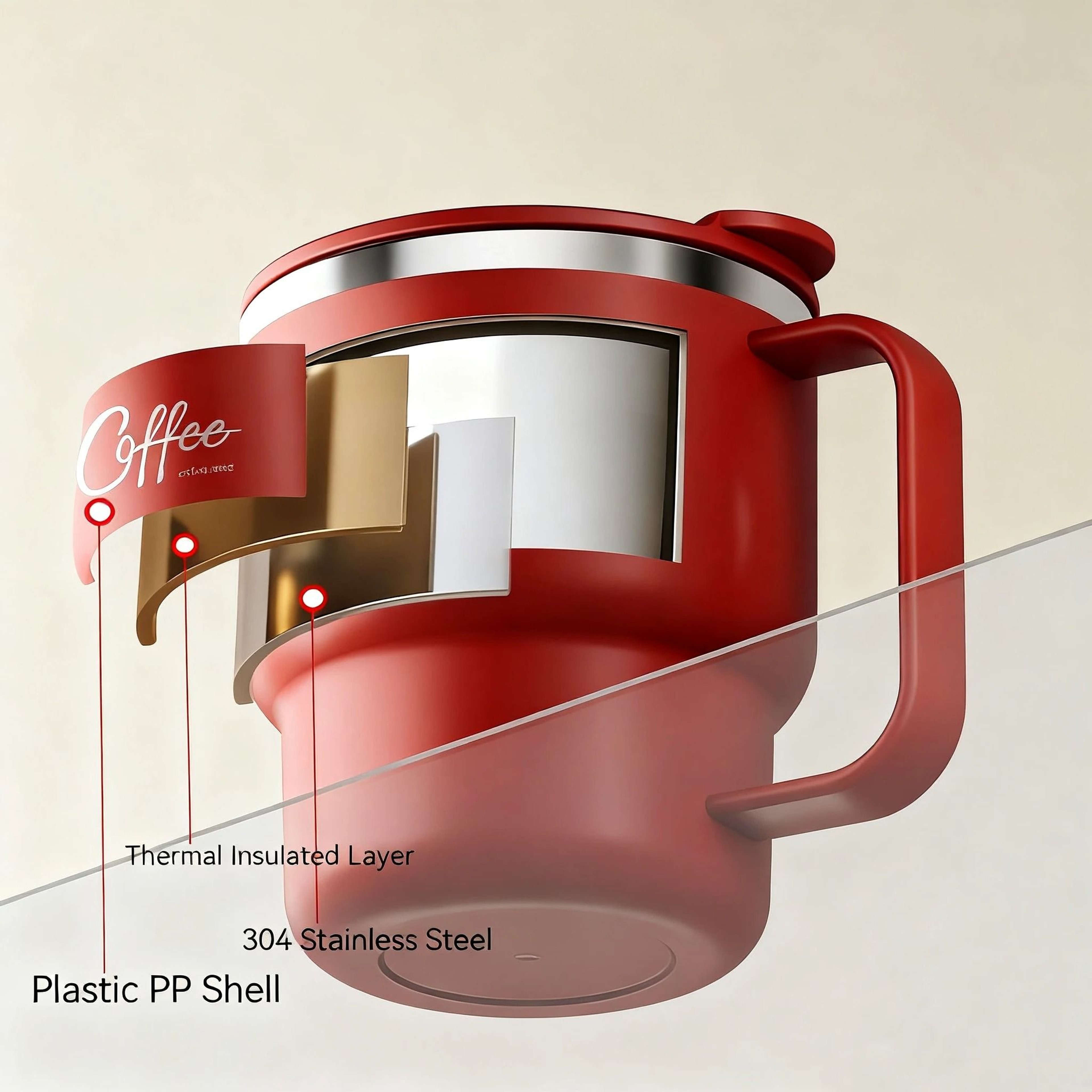 400ML Double Layer Coffee Mug 304 Stainless Steel Sealed Drinking Cup For Cold And Hot Water 3