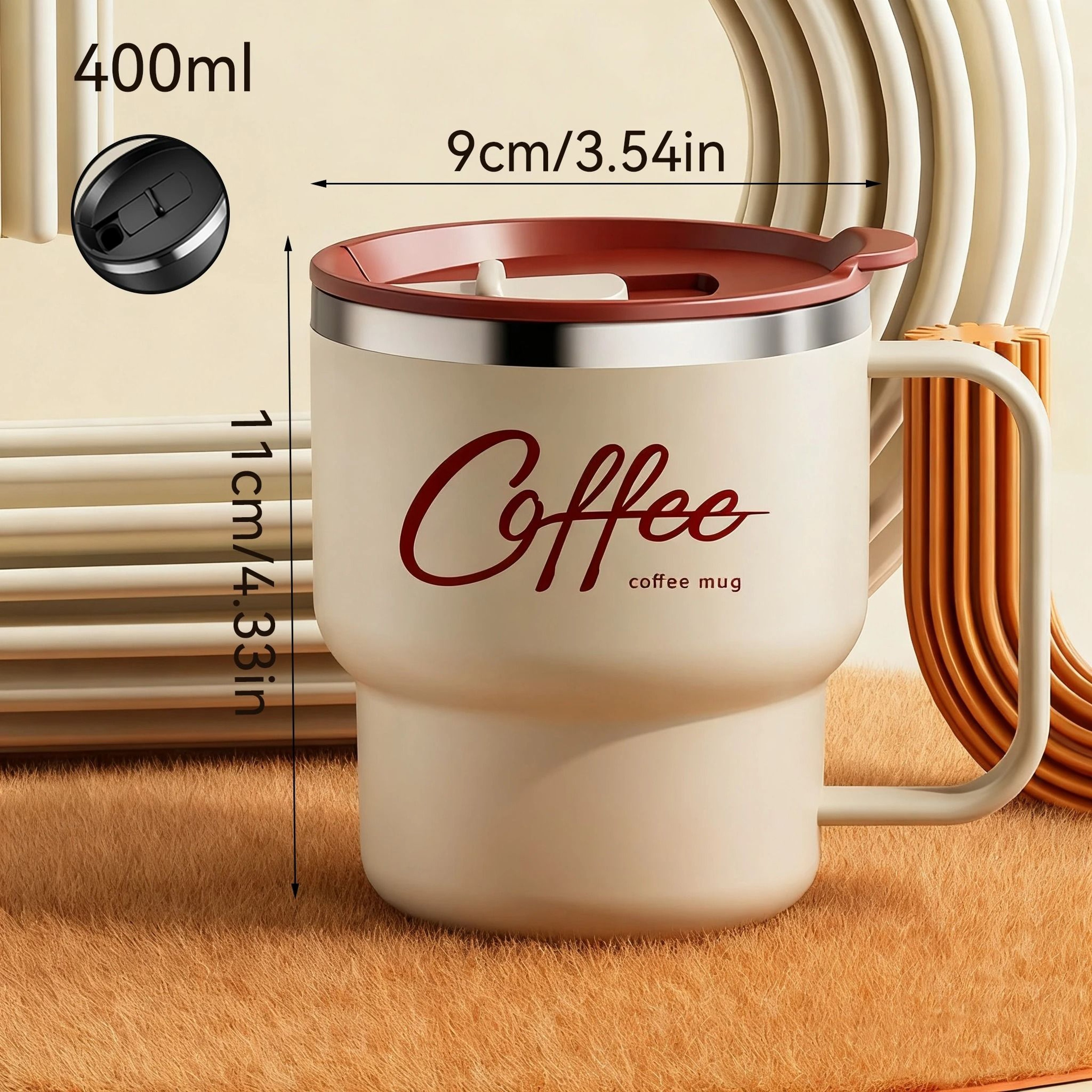 400ML Double Layer Coffee Mug 304 Stainless Steel Sealed Drinking Cup For Cold And Hot Water 6