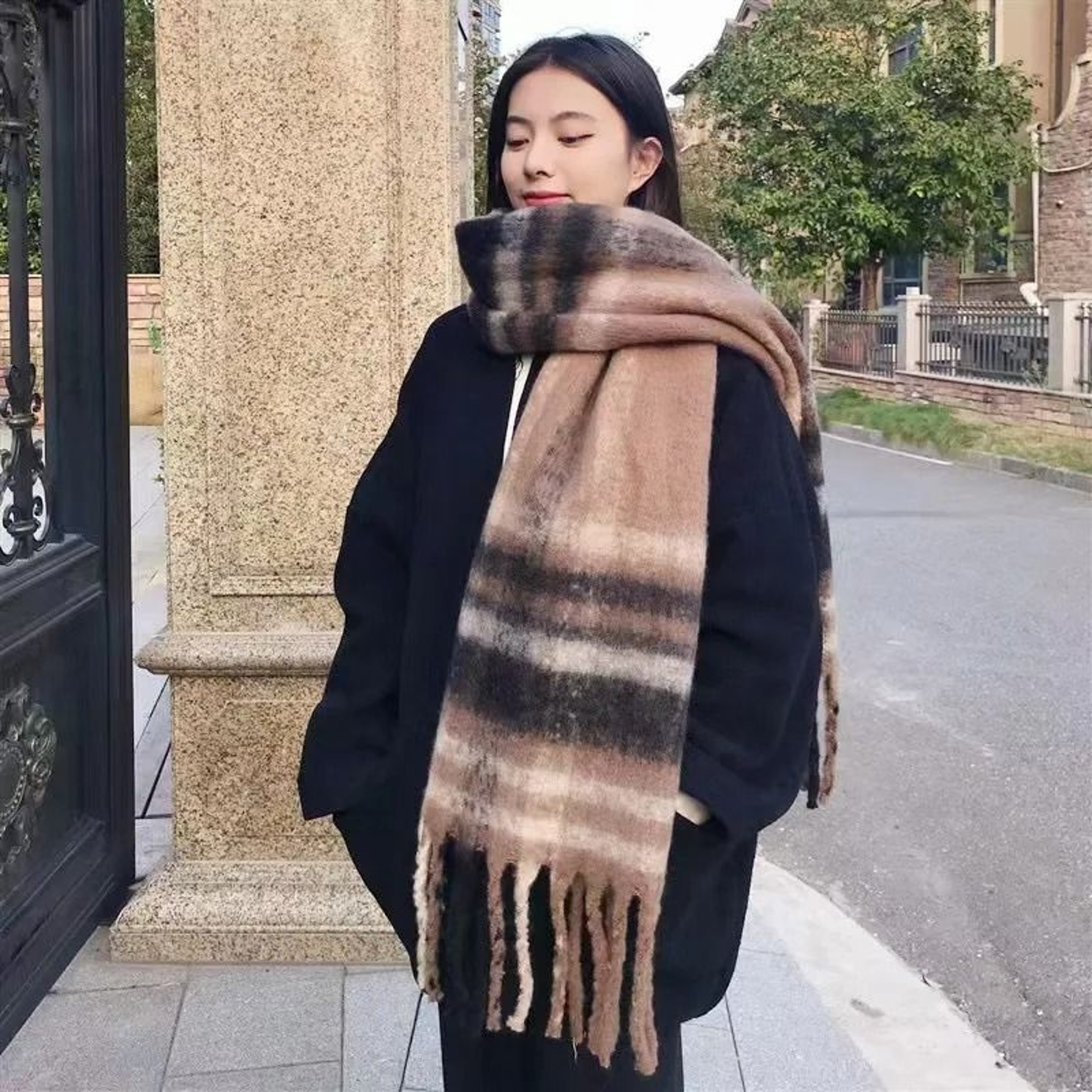 Luxury Winter Thick Warm Scarf Cashmere Shawl Pashmina Wraps Long Tassel Echarpe For Women 9