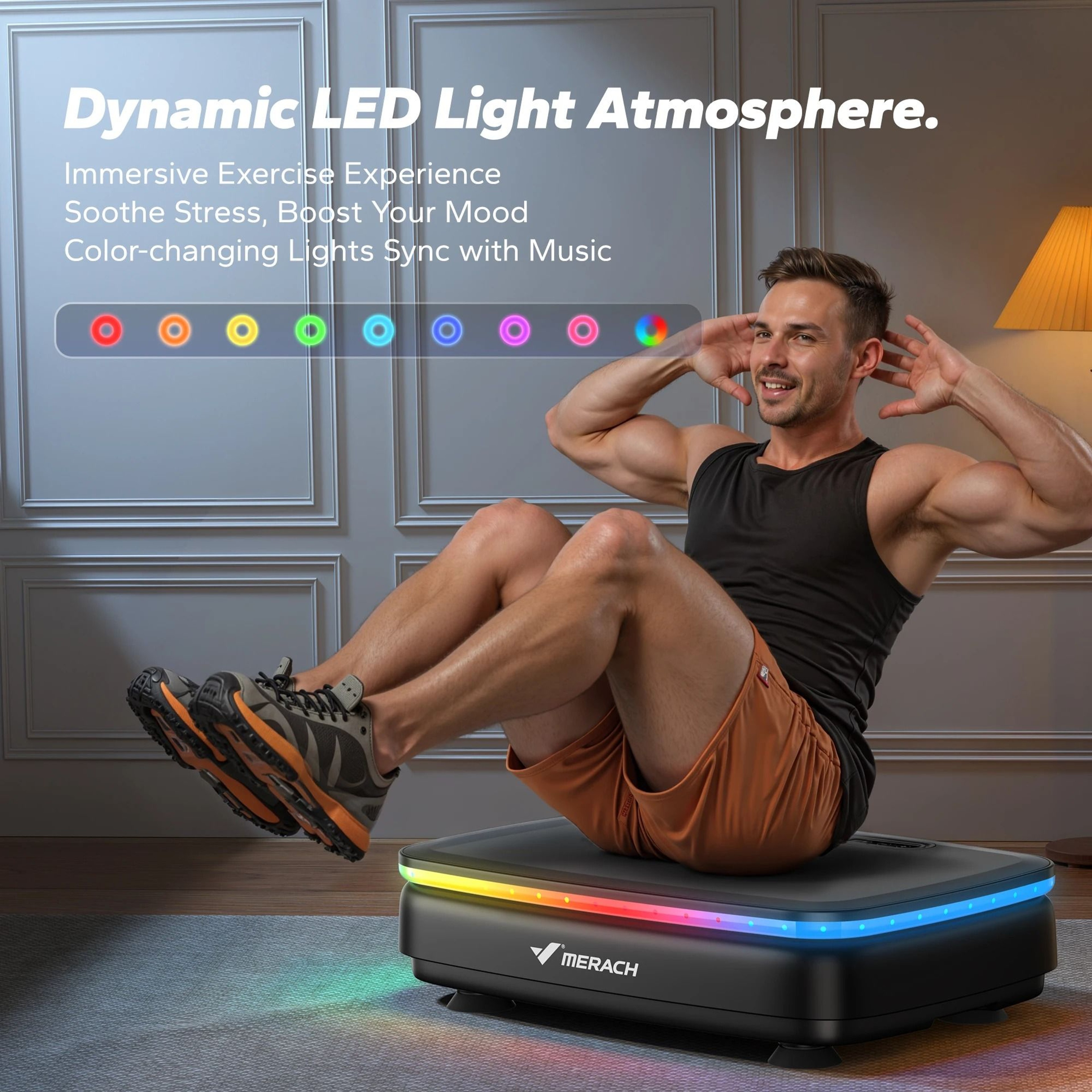 MERACH Vibration Plate Exercise Machine With Integrated Lighting  Whole Body Workout Power Platform 3