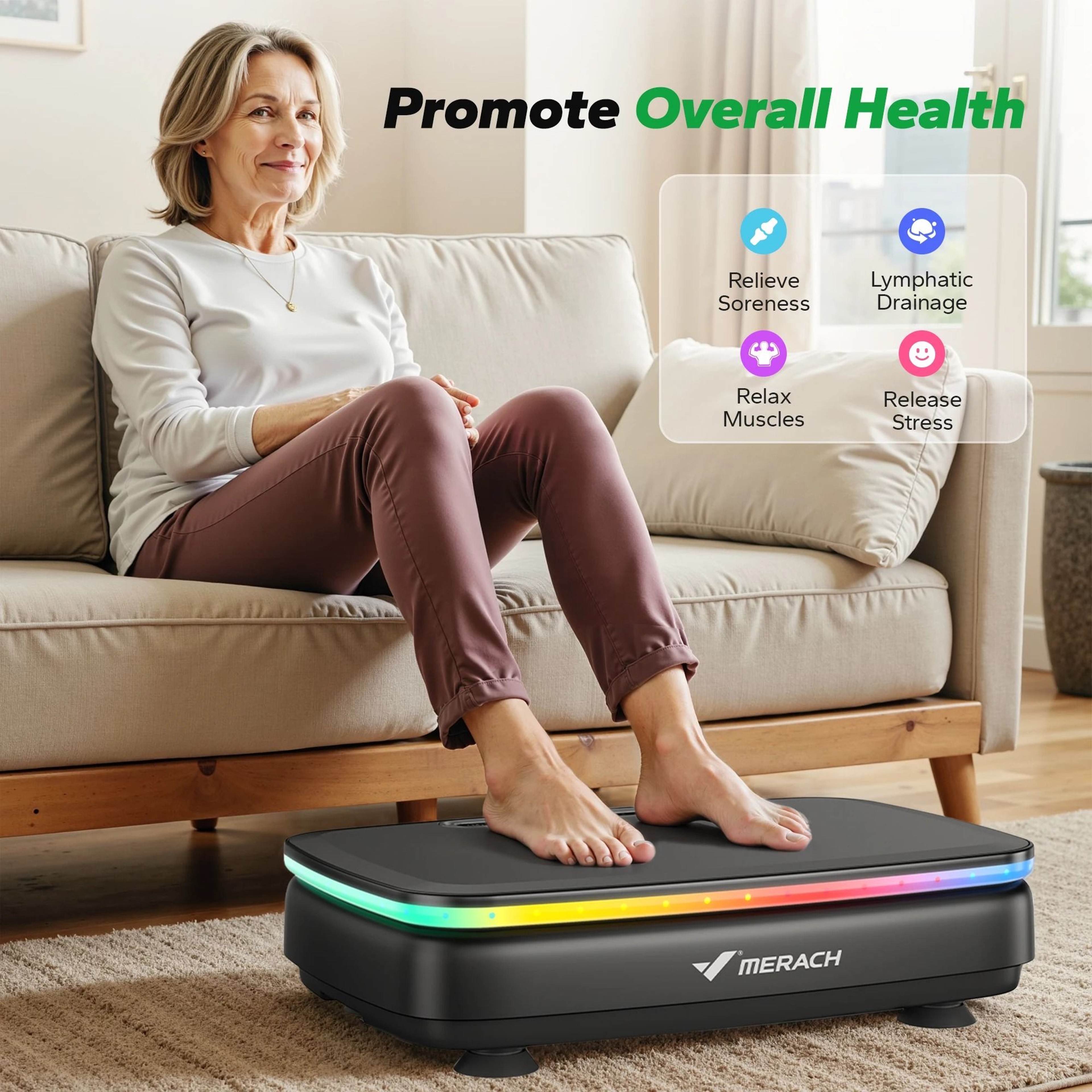 MERACH Vibration Plate Exercise Machine With Integrated Lighting  Whole Body Workout Power Platform 4