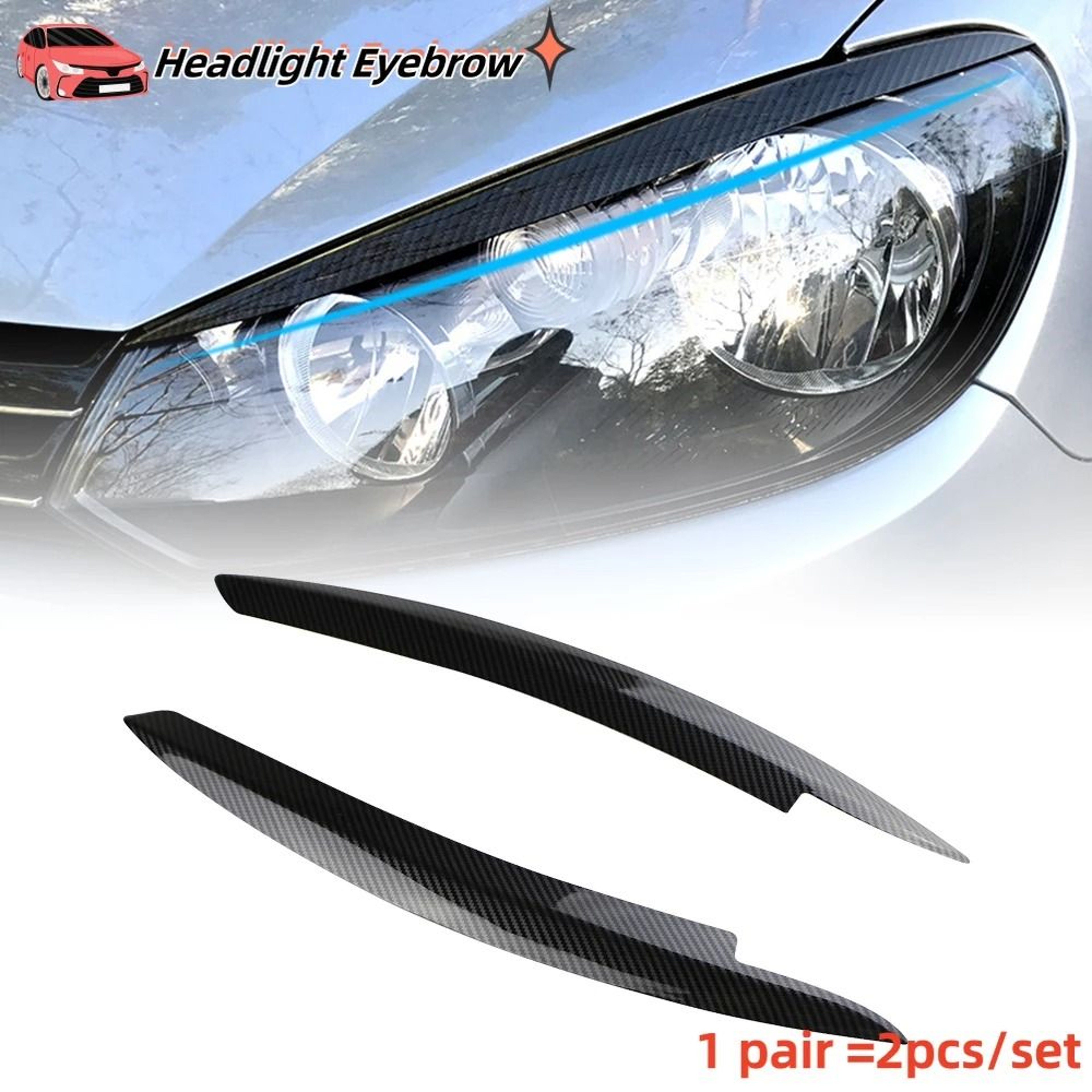ABS Headlight Eyebrows For VW Golf 6 MK6  GTI GTR GTD 20082013 Gloss Black Eyelids 2
