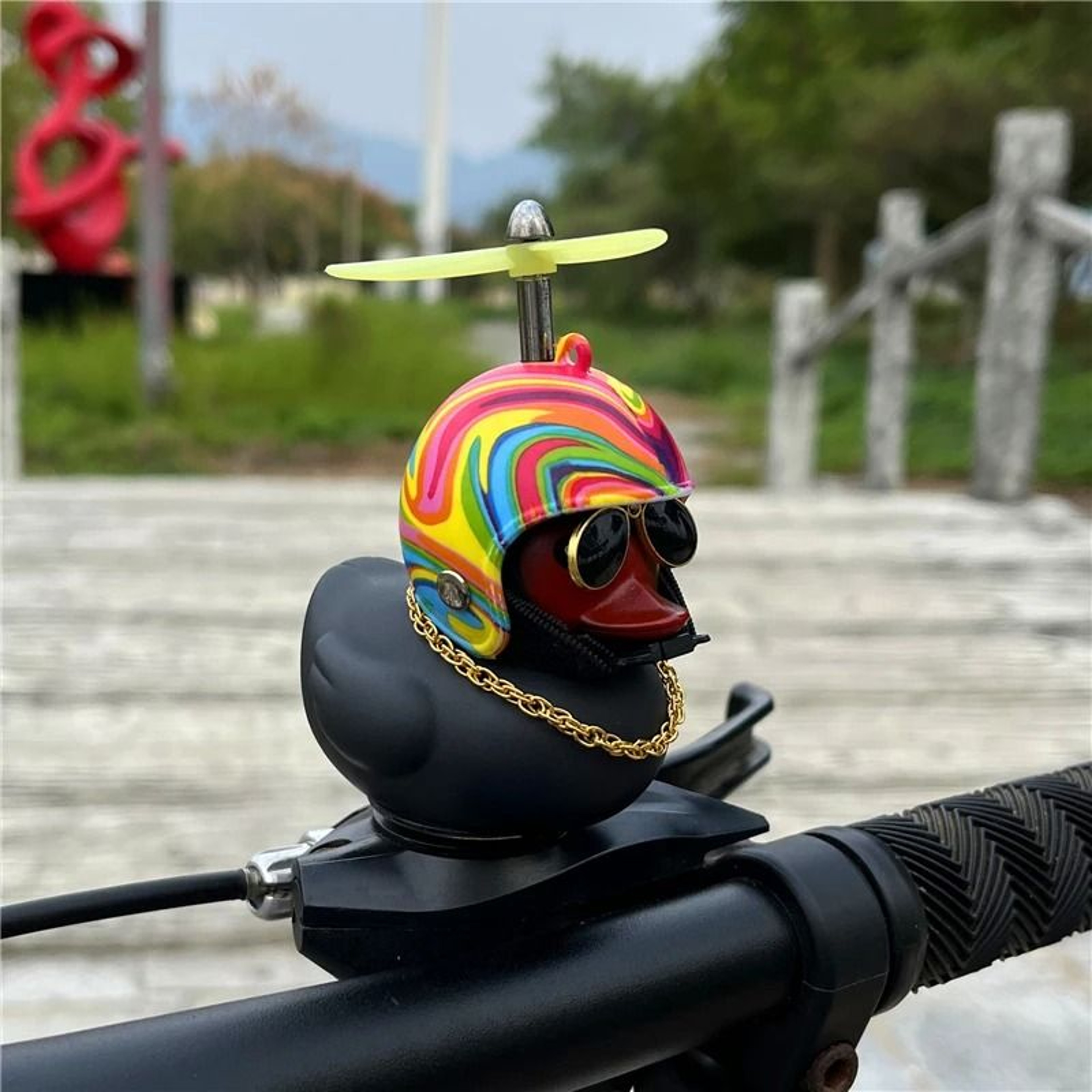 Black Rubber Duck Bicycle Horn  Silicone Strap Car Ornament  Kids Bike Bell 19