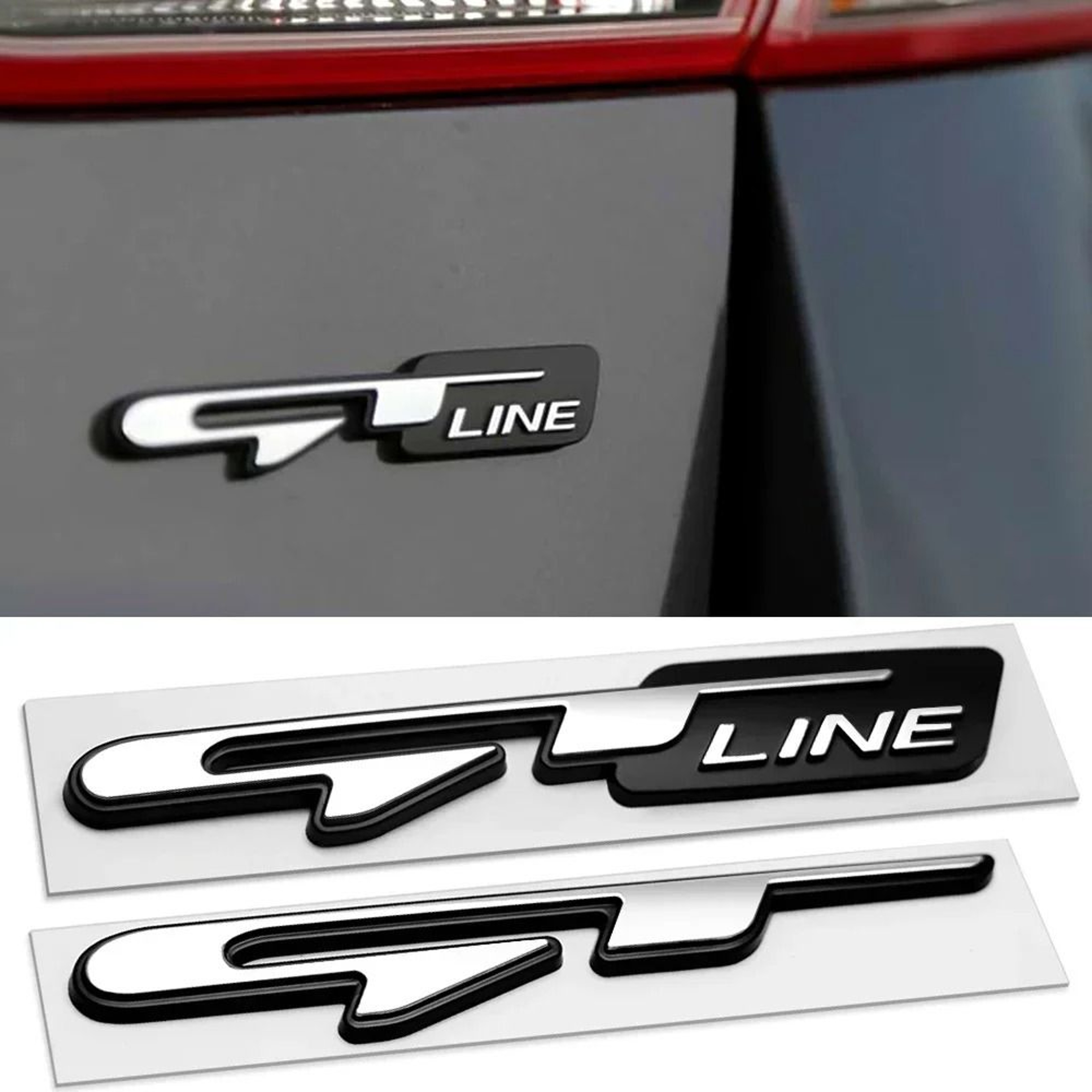 3D GT Line Fender  Trunk Emblem  Premium Chrome Body Badge For Kia Peugeot  Performance Vehicles 1