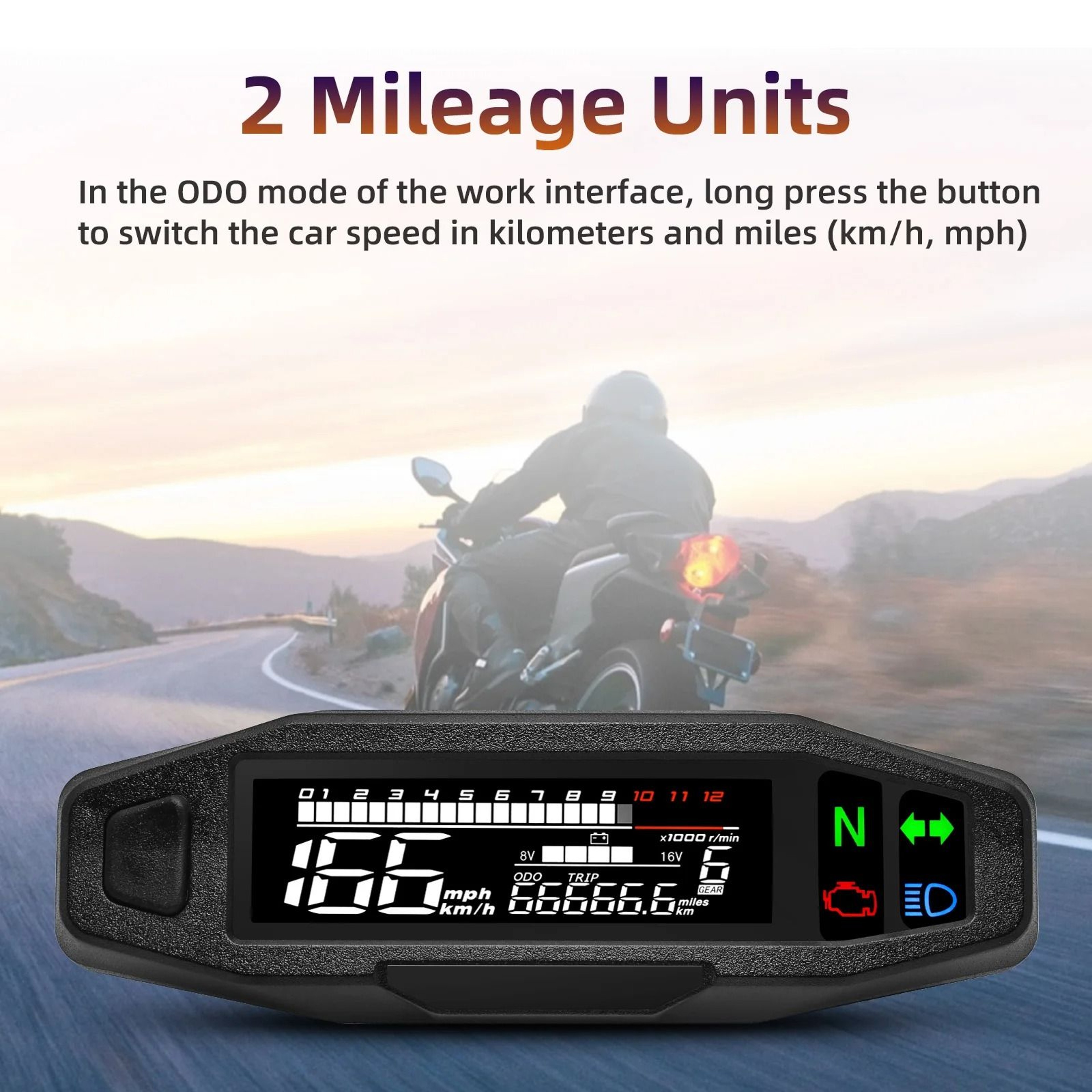 Universal Digital Motorcycle Speedometer  Waterproof Dashboard Instrument With Tachometer  Oil Gaug 4
