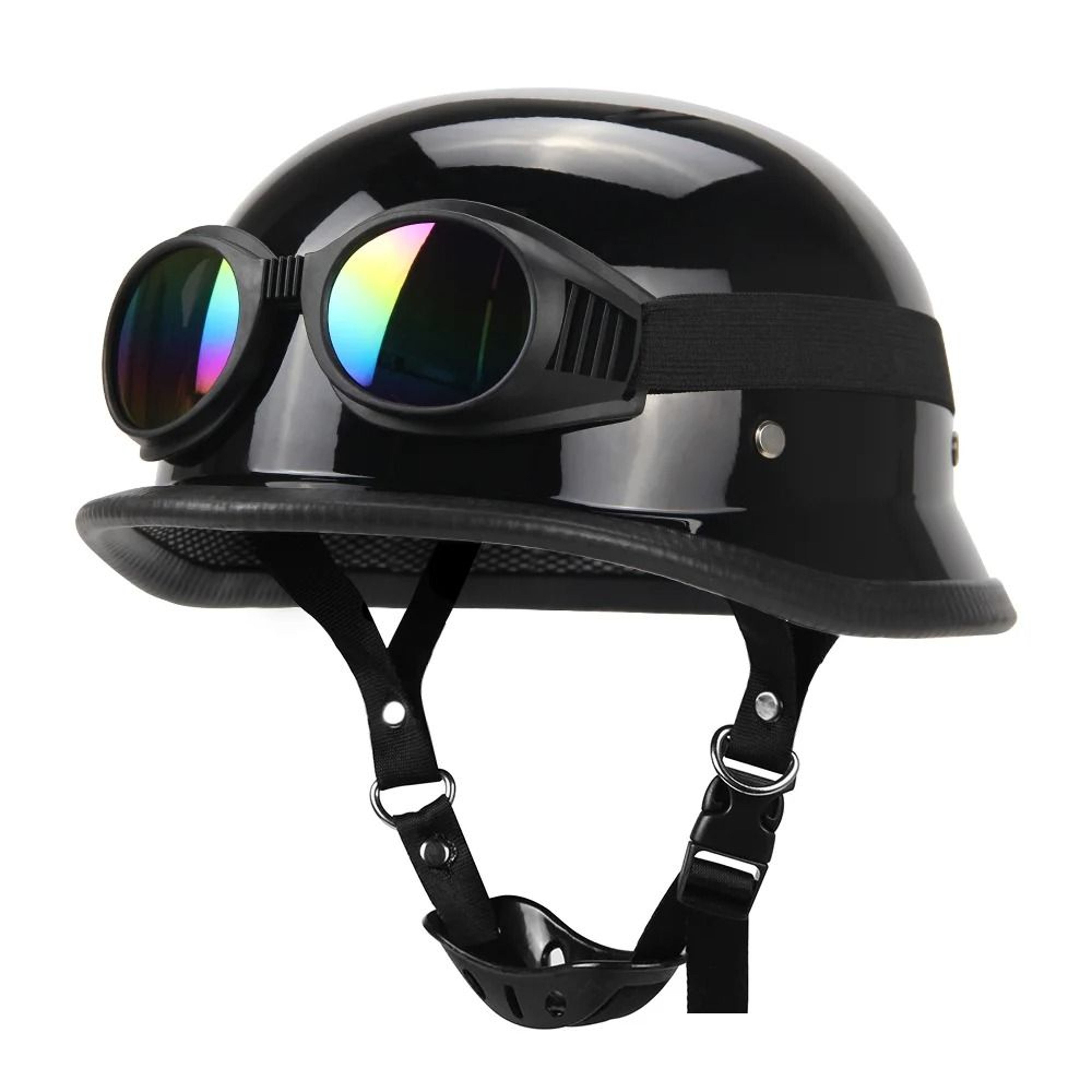 German Leather Vintage Half Helmet  DOT Certified Open Face Biker Pilot Casco 10