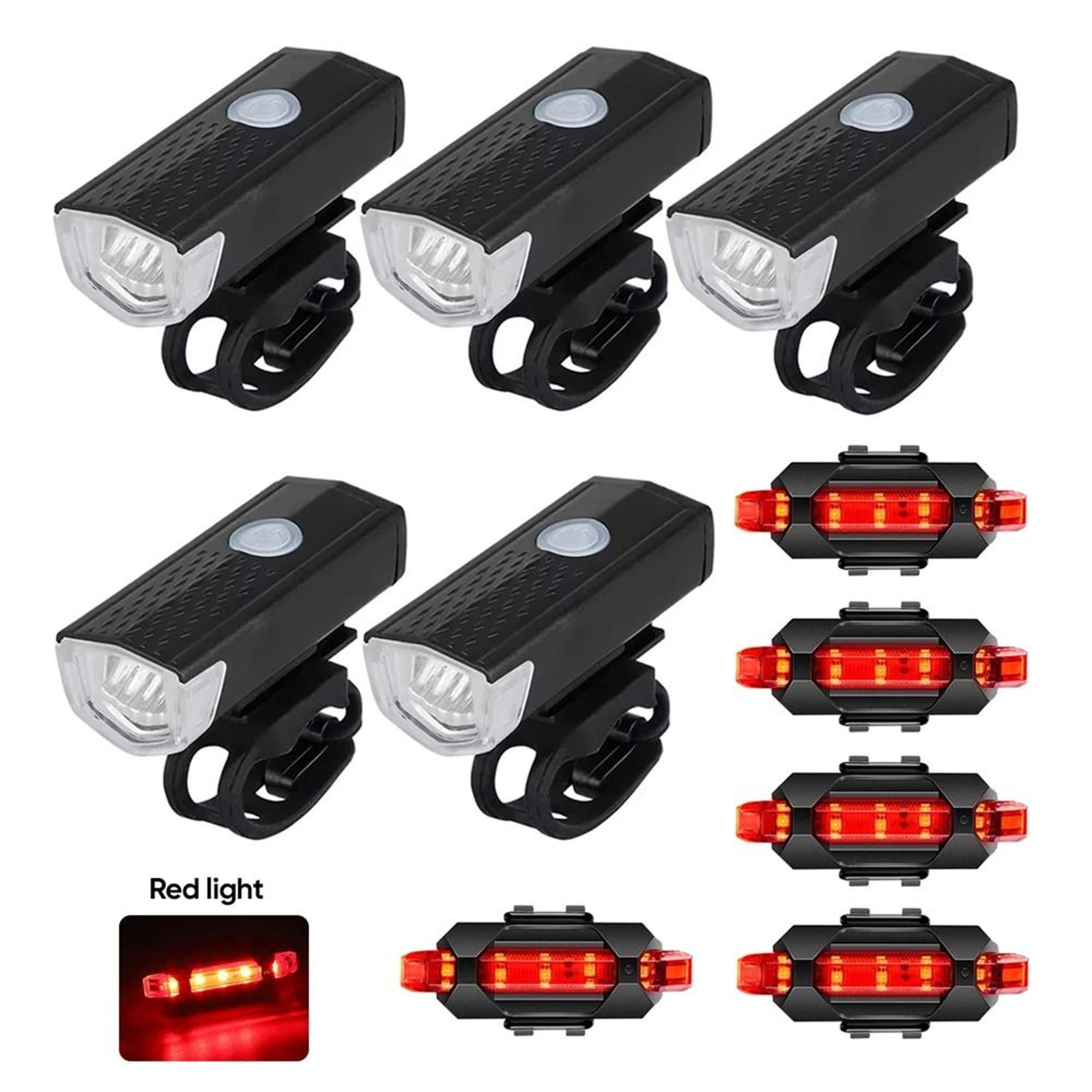 Rechargeable LED Bicycle Light Set  HighIntensity MTB Front Headlight  Red Warning Tail Light Kit 11