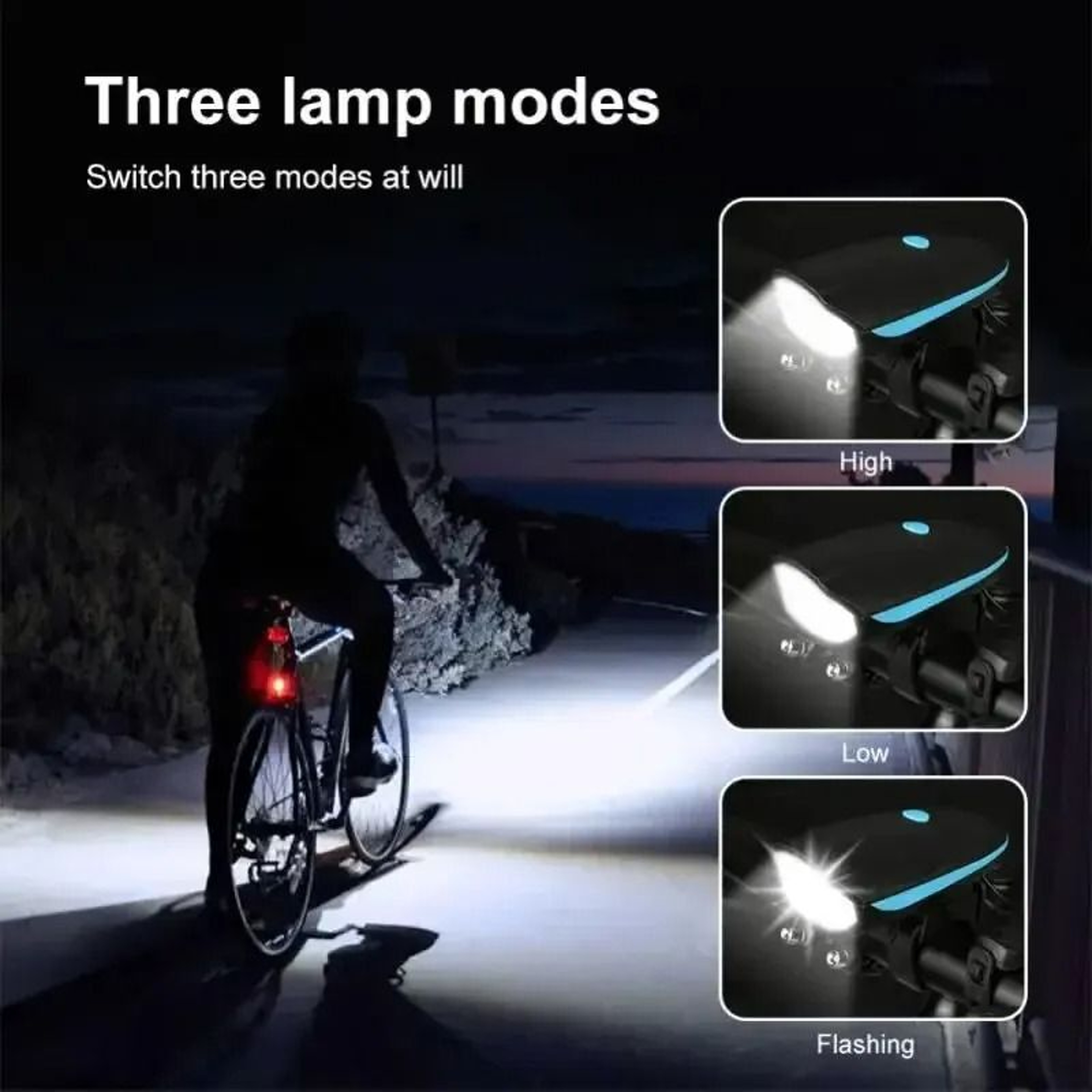 Waterproof USB Rechargeable Bicycle Headlight  3Mode HighIntensity LED Flashlight For Mountain  Roa 1