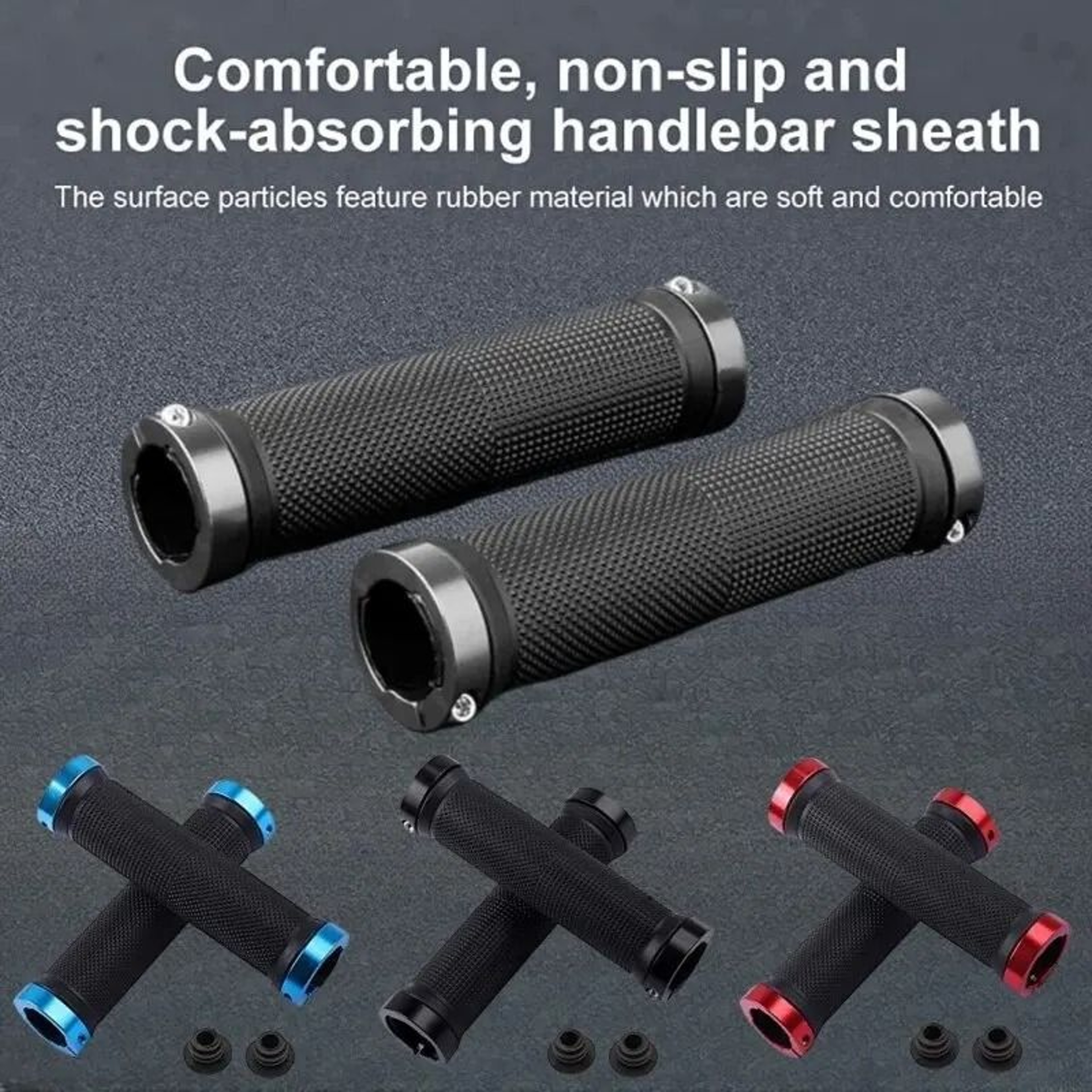 Double Alloy LockOn Bicycle Grips  NonSlip Rubber Handlebar Grips For MTB  Road Bikes 0