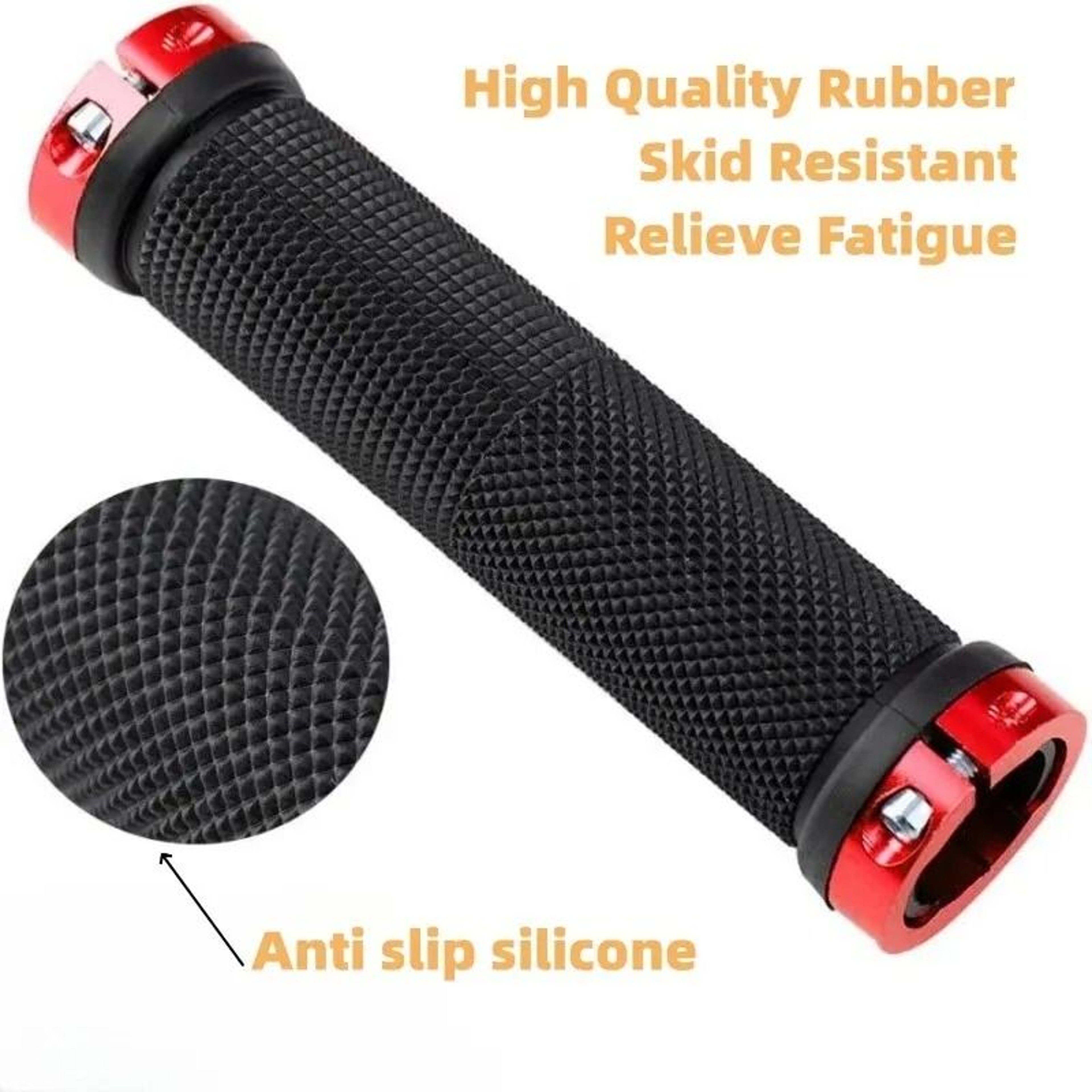 Double Alloy LockOn Bicycle Grips  NonSlip Rubber Handlebar Grips For MTB  Road Bikes 4