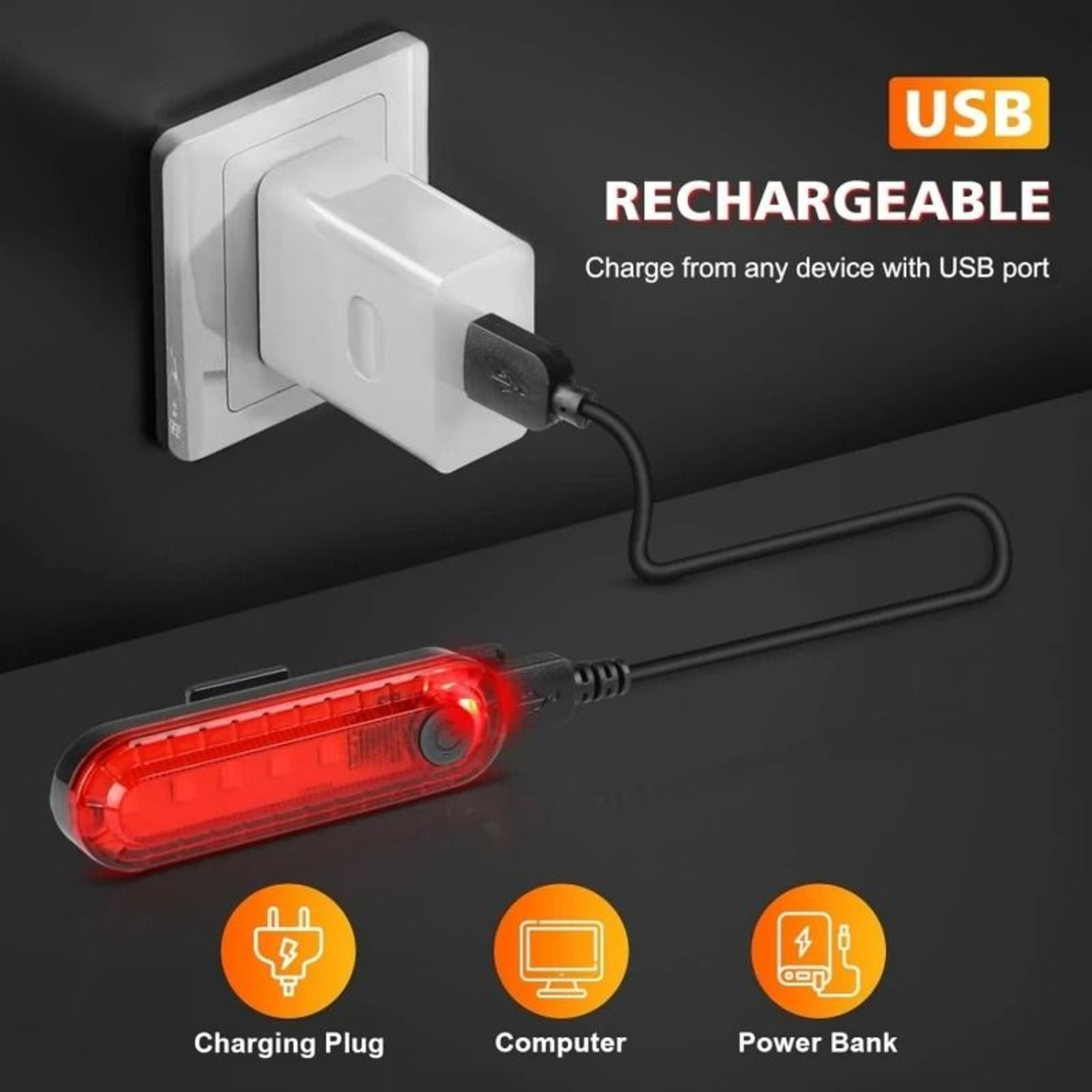 USB Rechargeable LED Bike Tail Light  HighIntensity 4Mode Cycling Safety Flashlight For Road  MTB 1