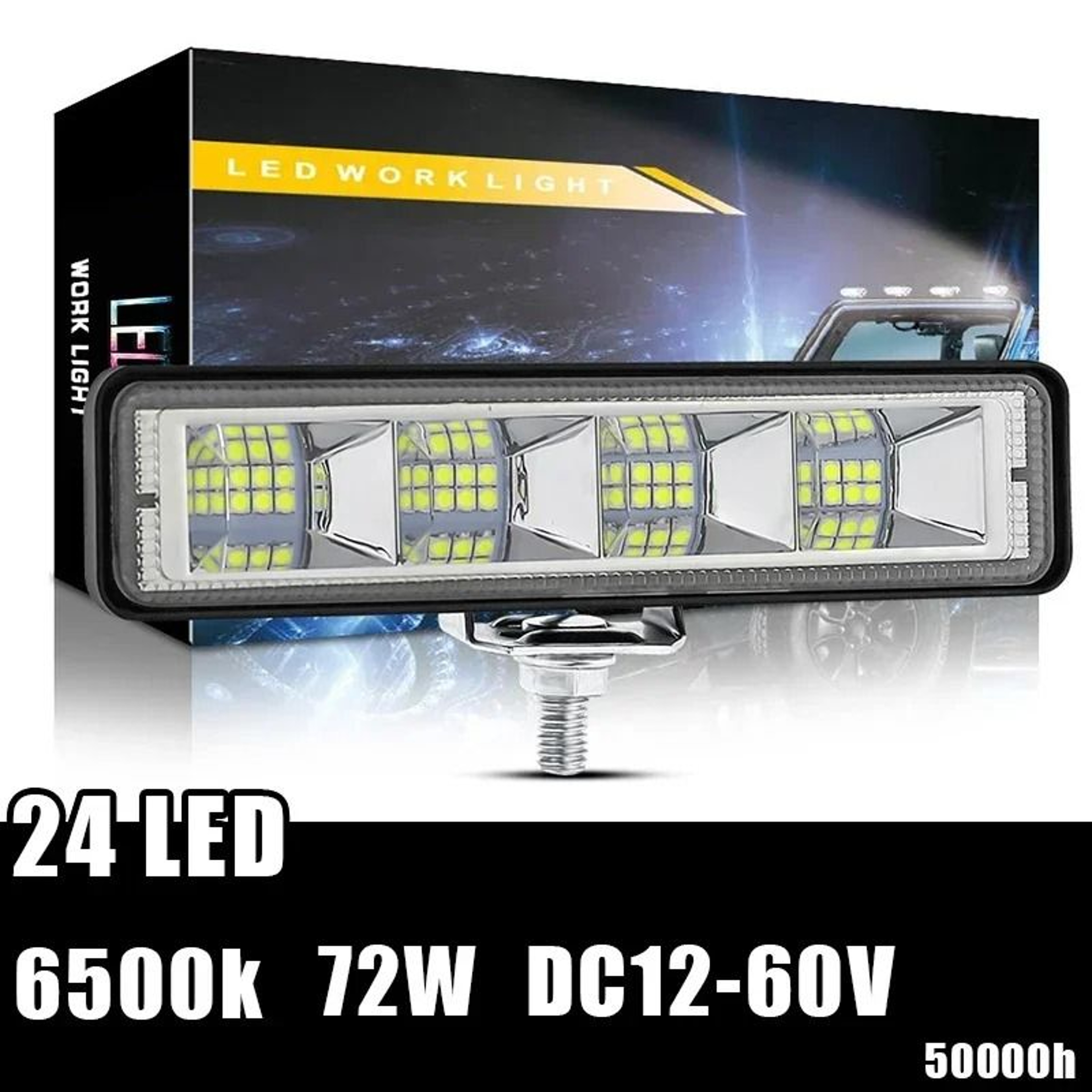 72W HighIntensity LED Auxiliary Work Light  24LED Strip For Motorcycles Dirt Bikes  4x4 OffRoad 2