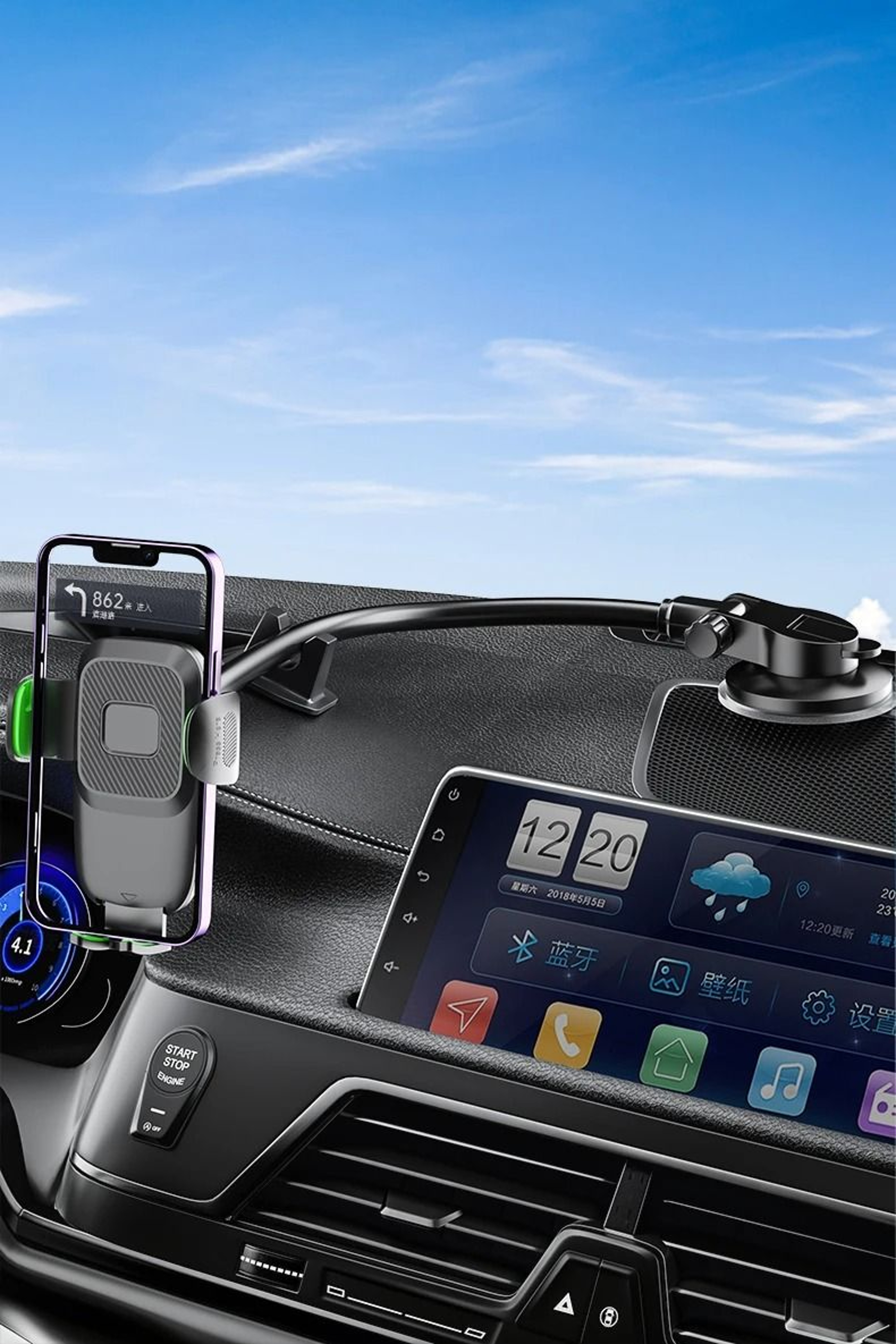 HighIntensity LongArm Suction Cup Car Phone Holder  Universal Windshield  Dashboard Mount For Truck 5