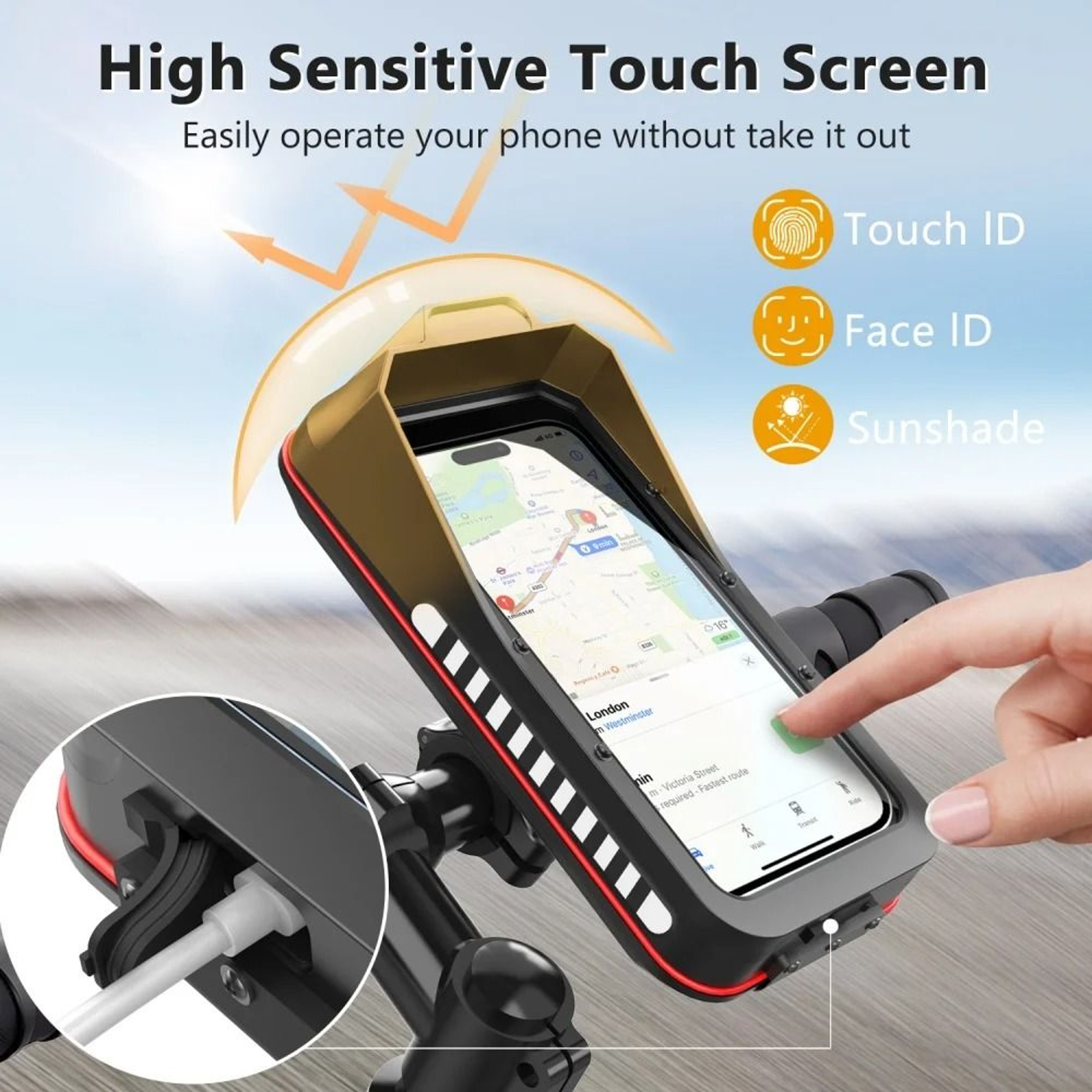 Waterproof Touch Screen Bike  Scooter Handlebar Case  QuickLock MTB  Motorcycle Phone Mount 0
