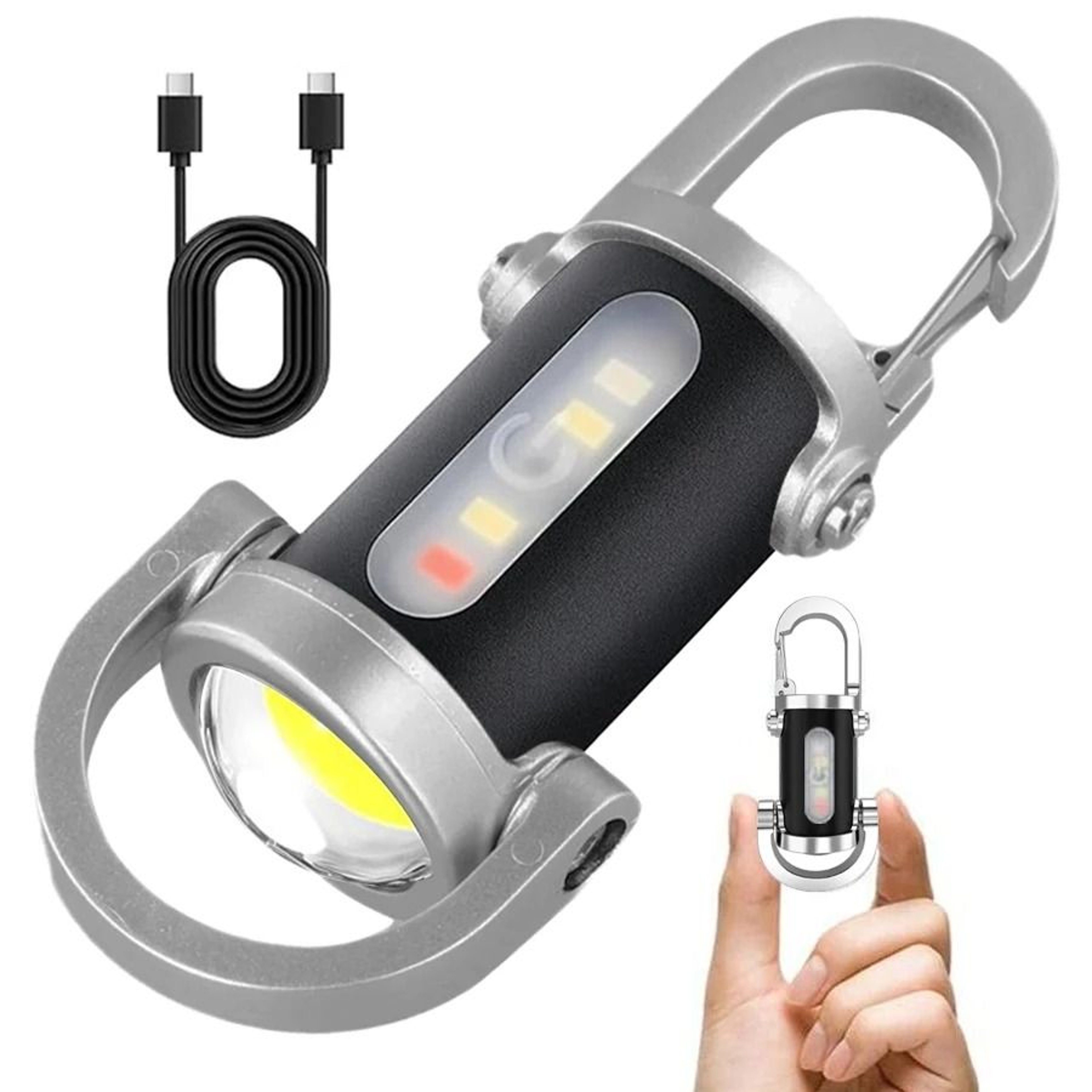 Powerful Mini COB LED Keychain Flashlight  USB Rechargeable Waterproof Work Light  Camping Pocket L 0
