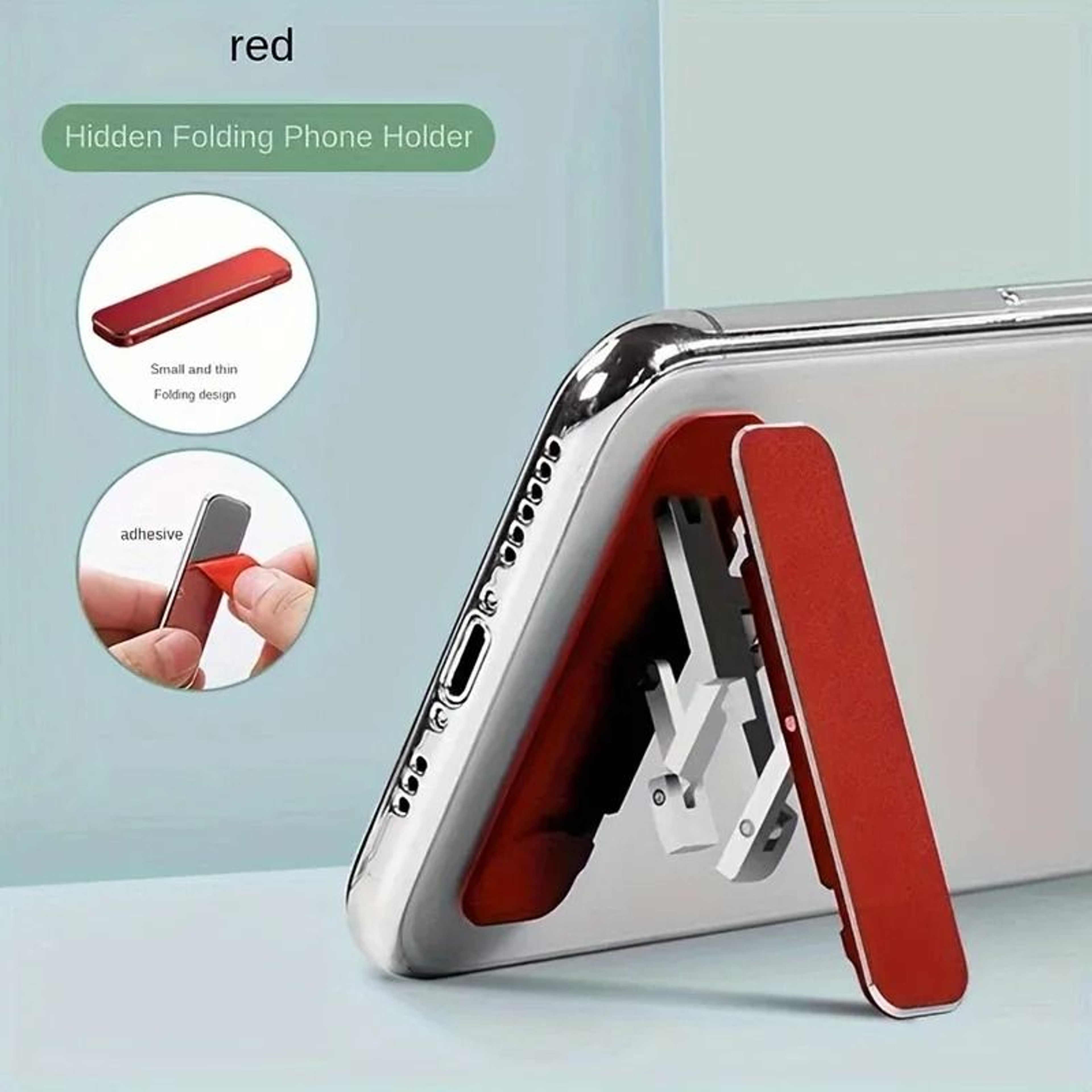 Mini Invisible Adhesive Phone Kickstand  UltraSlim Foldable Metal Bracket  Portable Smartphone Supp 3