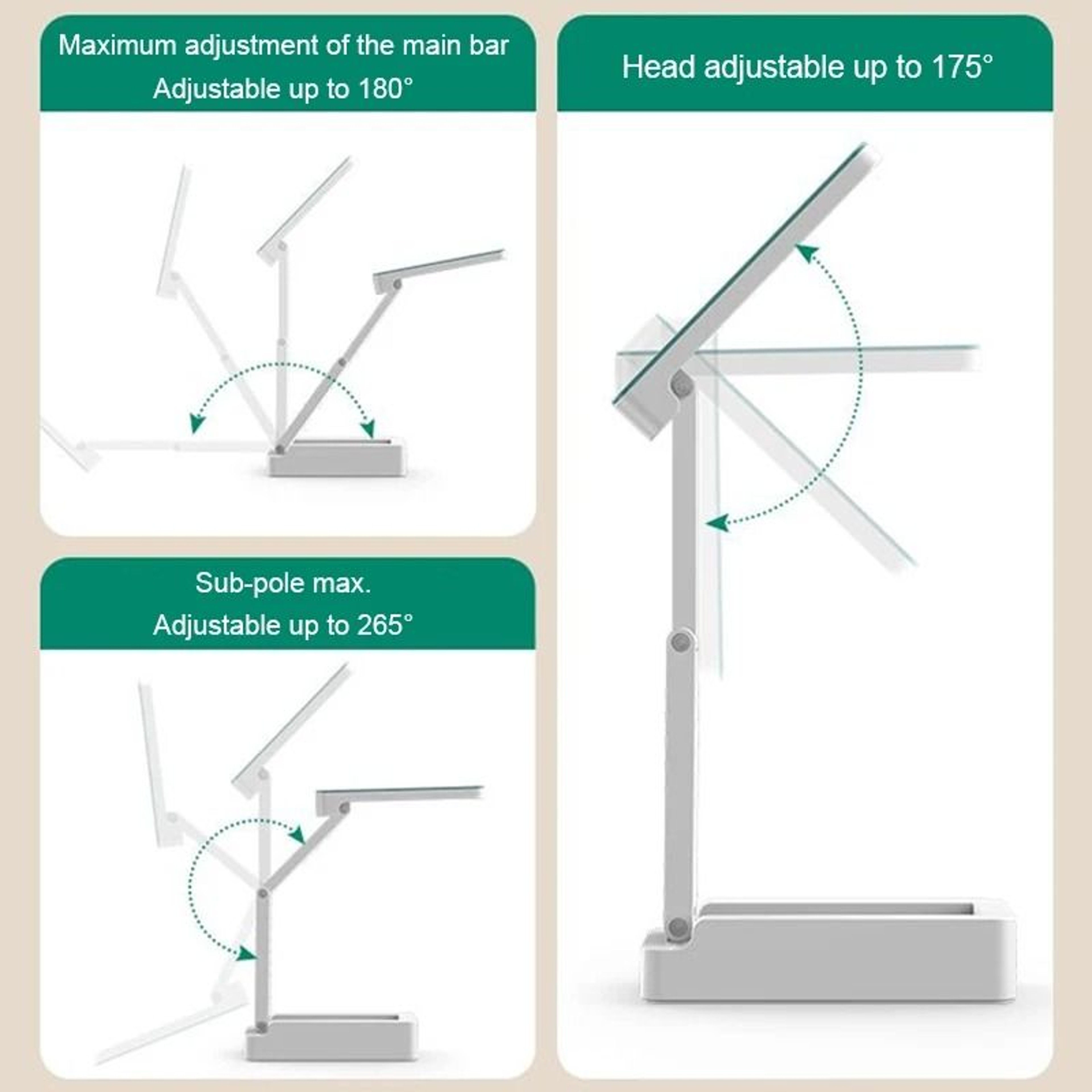 Portable Foldable LED Desk Lamp With Clock  EnergySaving USB Rechargeable Reading Light 5