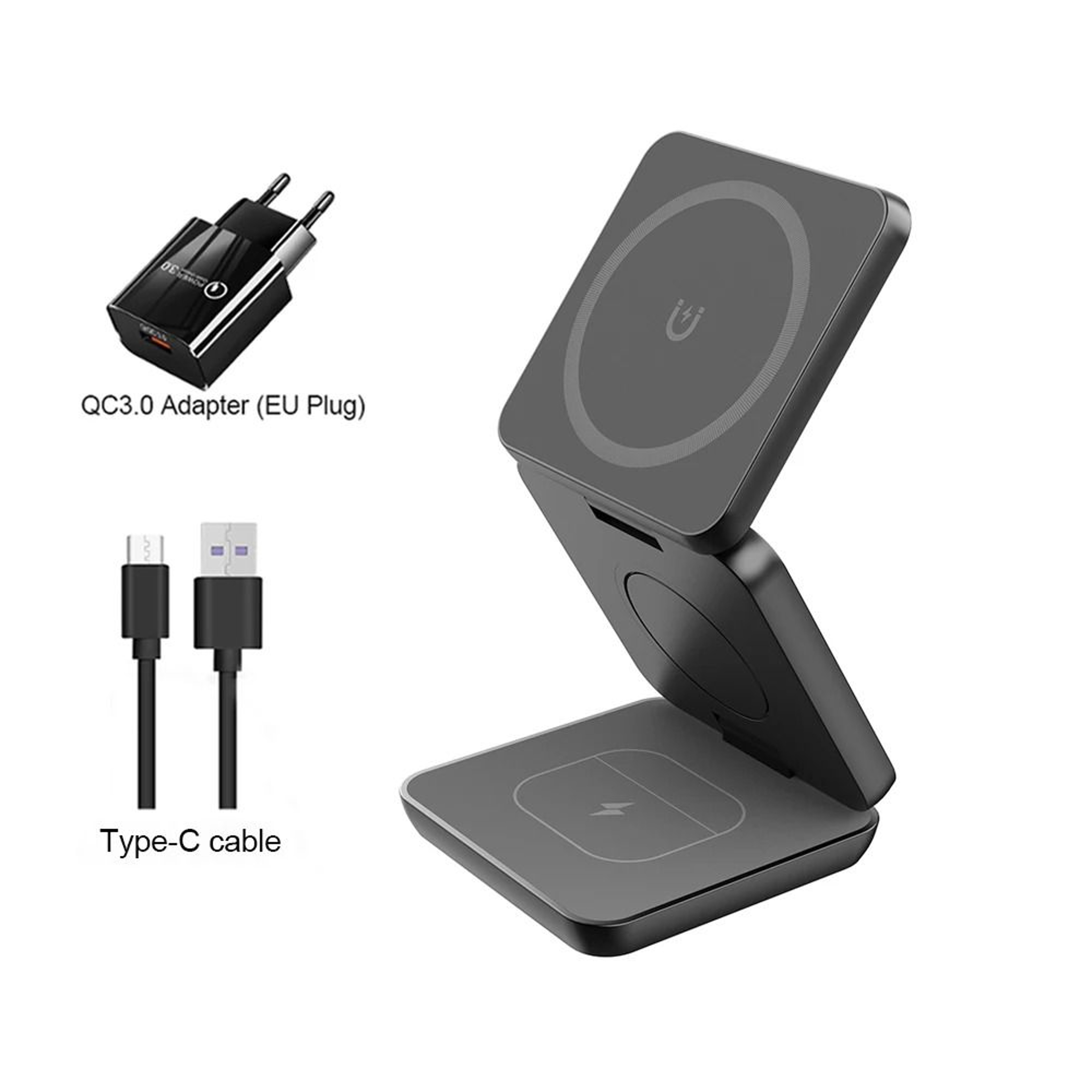 3in1 Foldable Magnetic Wireless Charging Station  Fast Charging Stand For IPhone 16 Series  Apple W 10