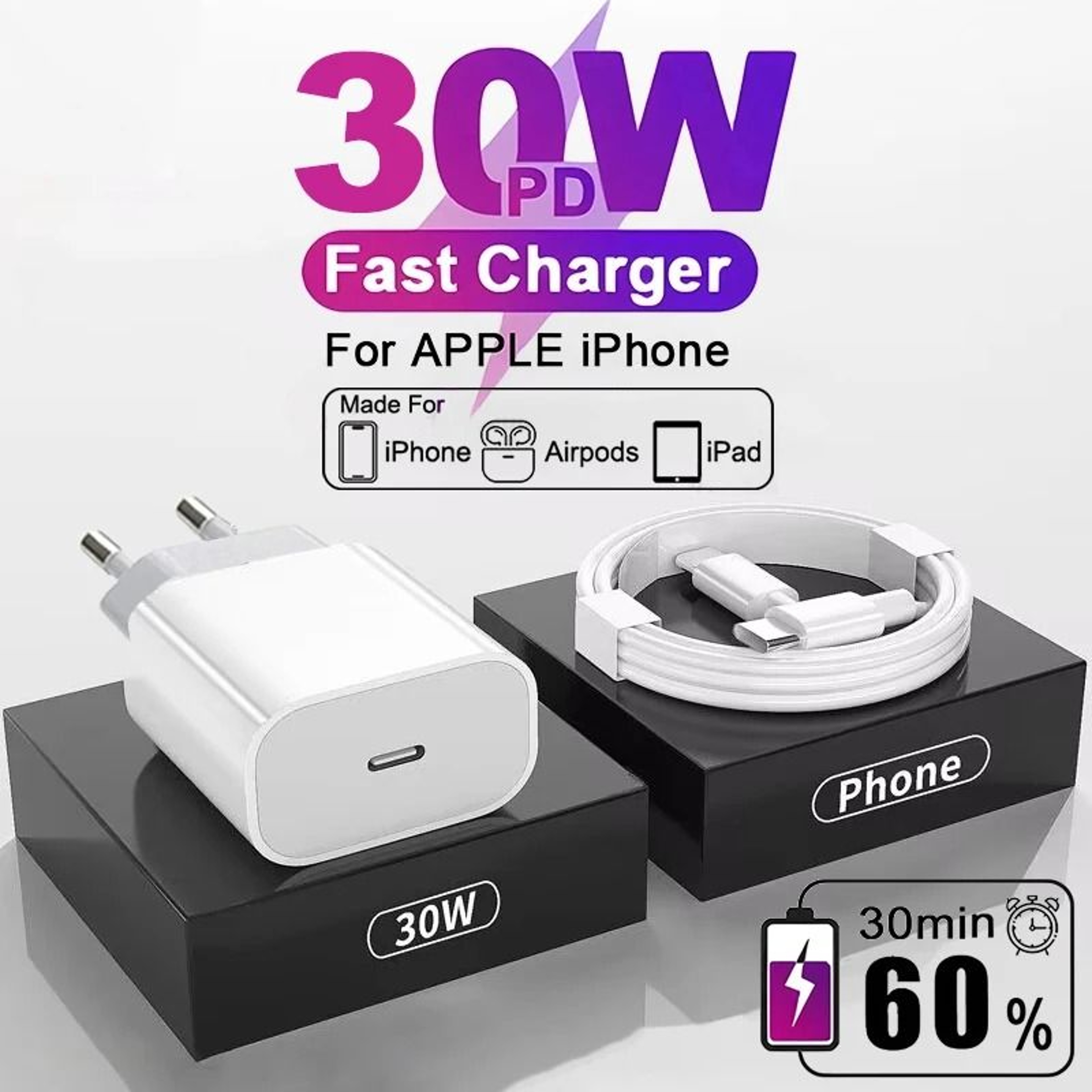 Original 30W TypeC Quick Charger  HighSpeed PD Fast Charging Wall Plug For IPhone 16 Series  IPad 0