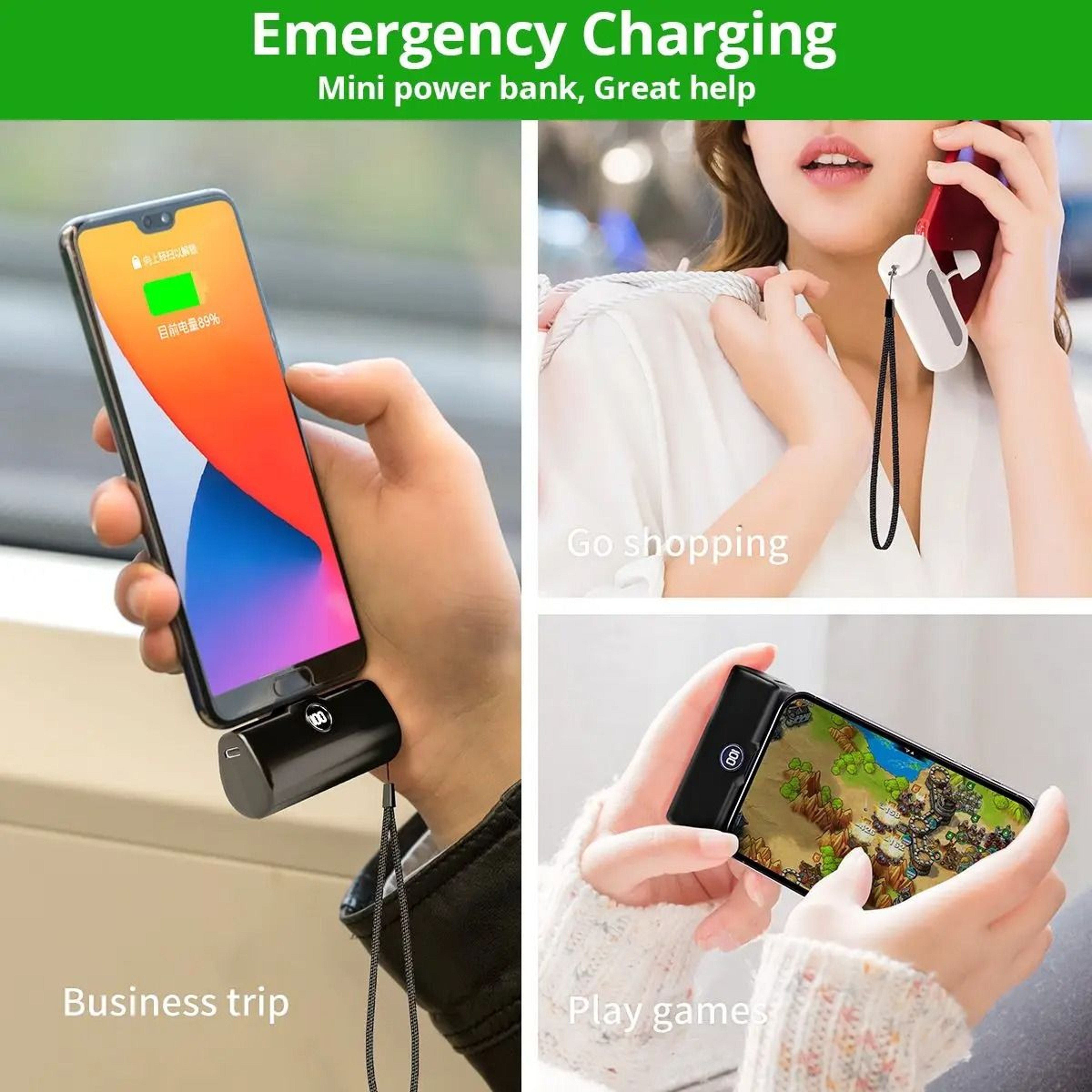 Integrated Mini Portable Power Bank  5000mAh Fast Charging External Battery For IPhone  Android 2