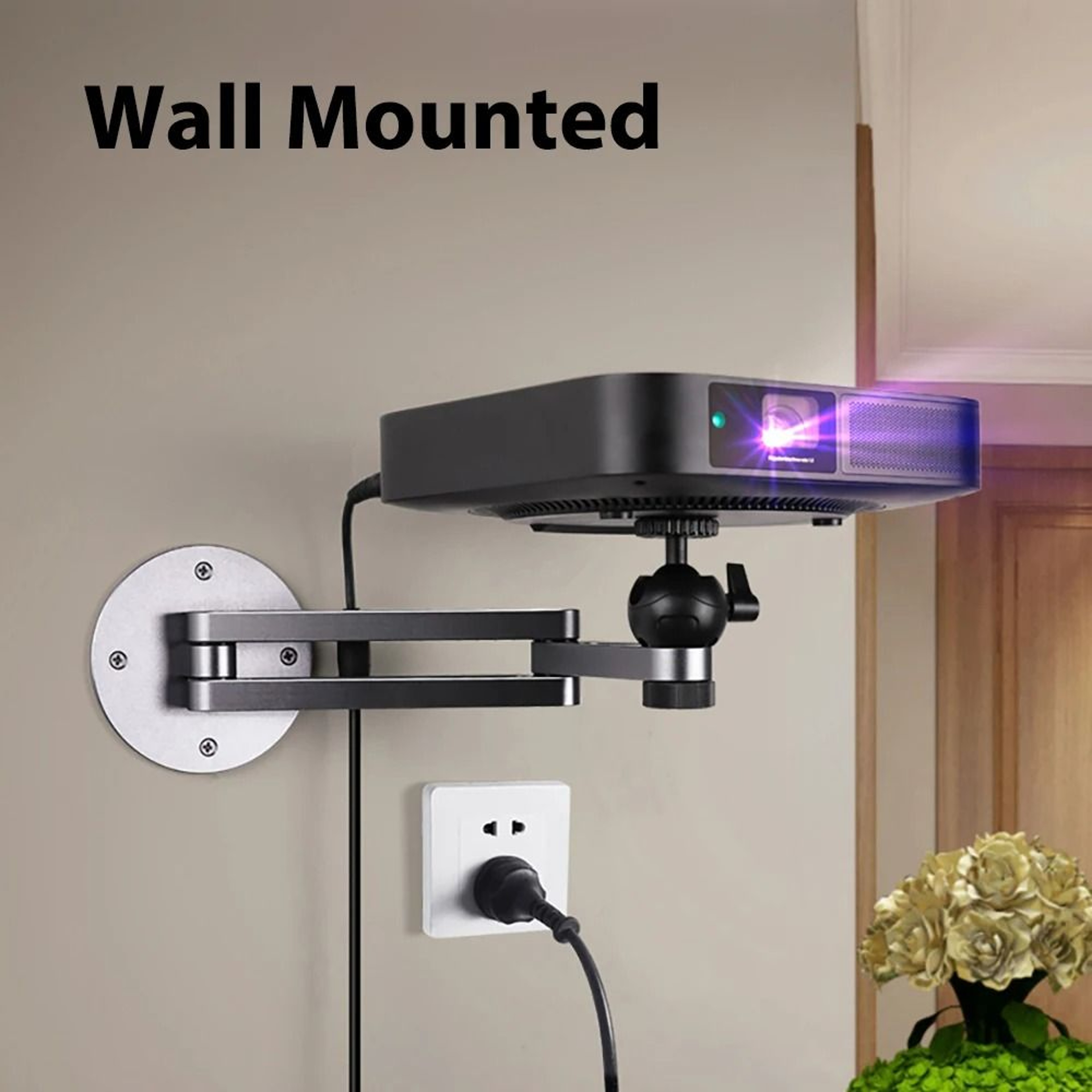 Foldable Projector Wall Mount  Durable Aluminum Alloy Adjustable Stand With 14 Thread Ball Head 4
