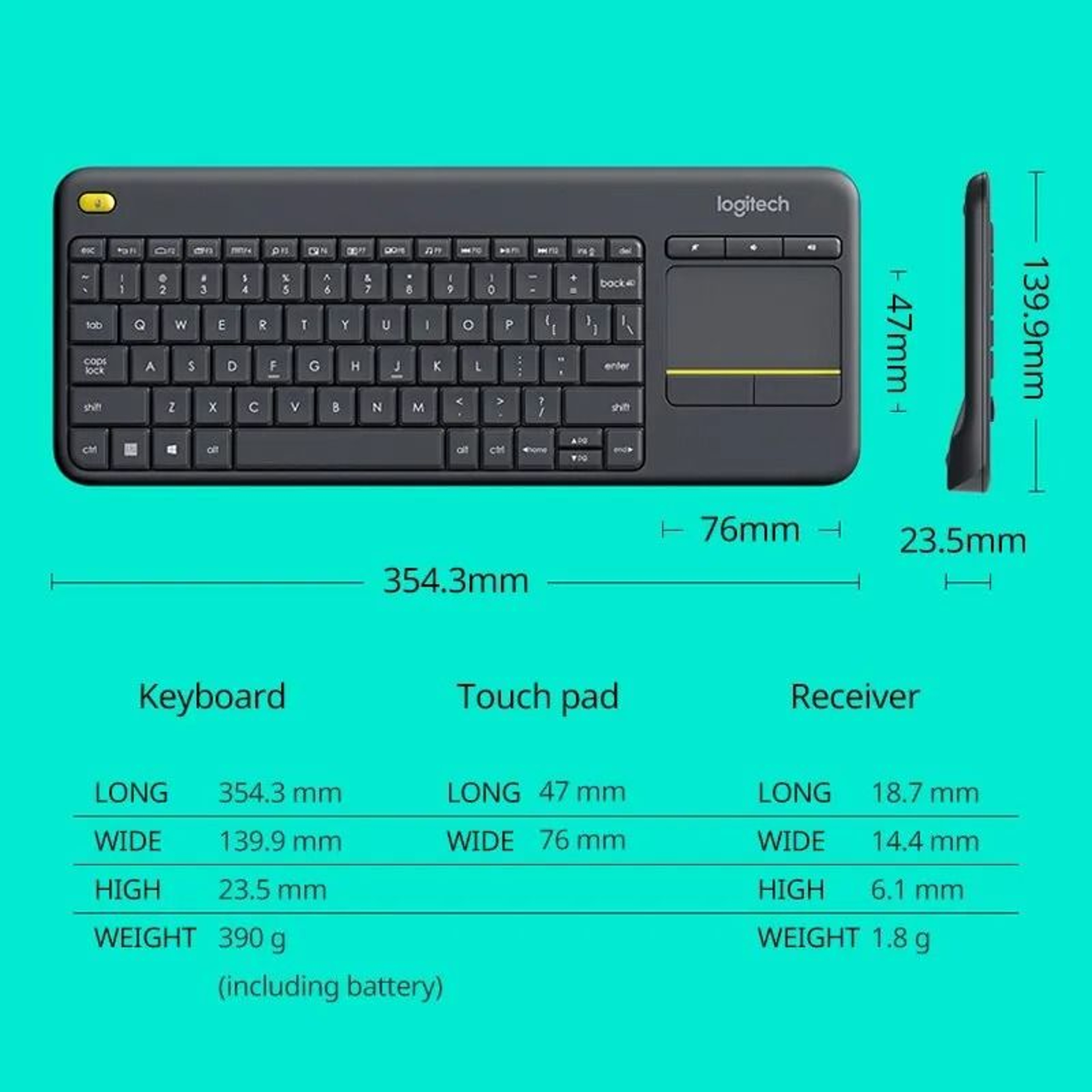 Logitech K400 Plus Wireless Touch Keyboard  Integrated Touchpad For Android Smart TV  Laptops 4
