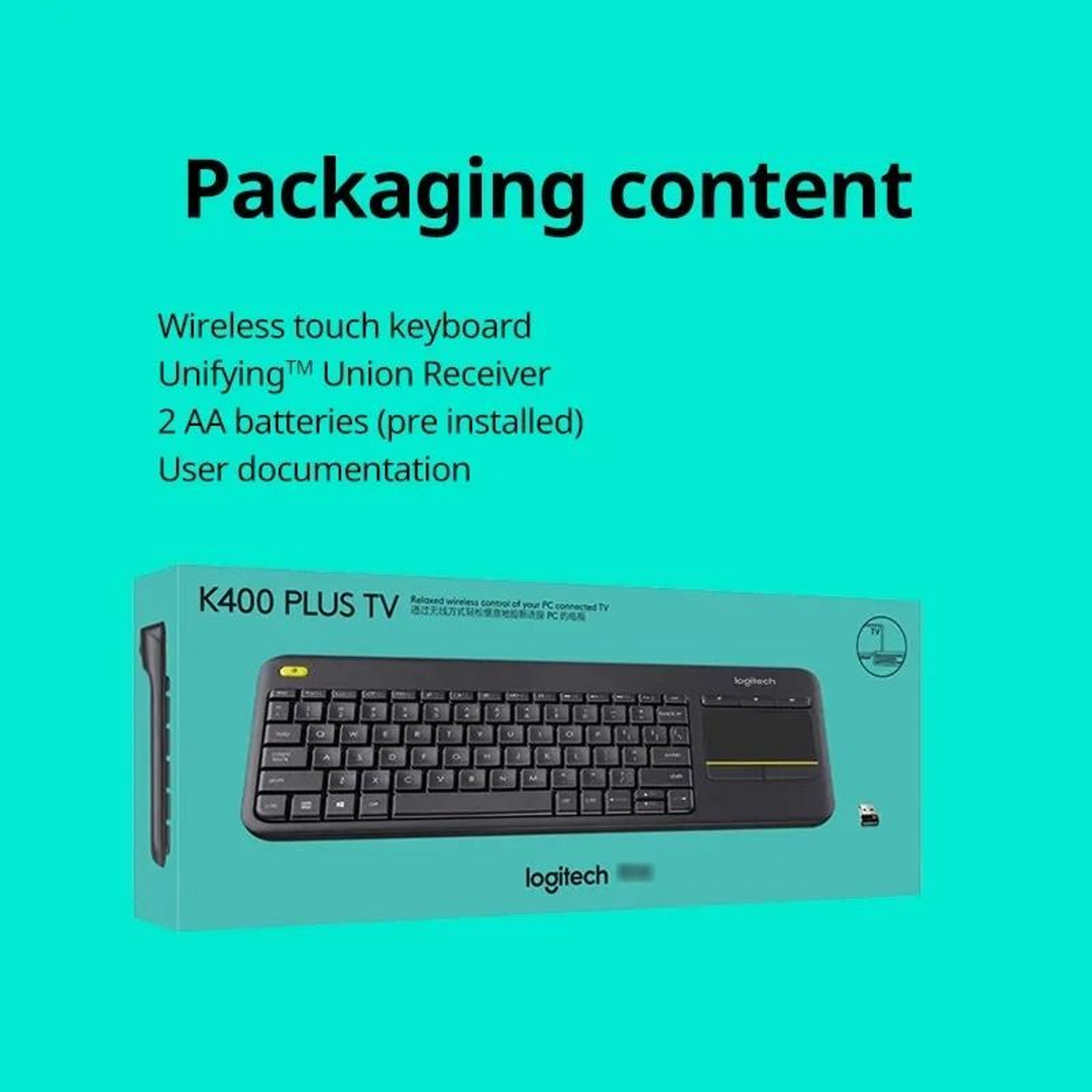 Logitech K400 Plus Wireless Touch Keyboard  Integrated Touchpad For Android Smart TV  Laptops 5