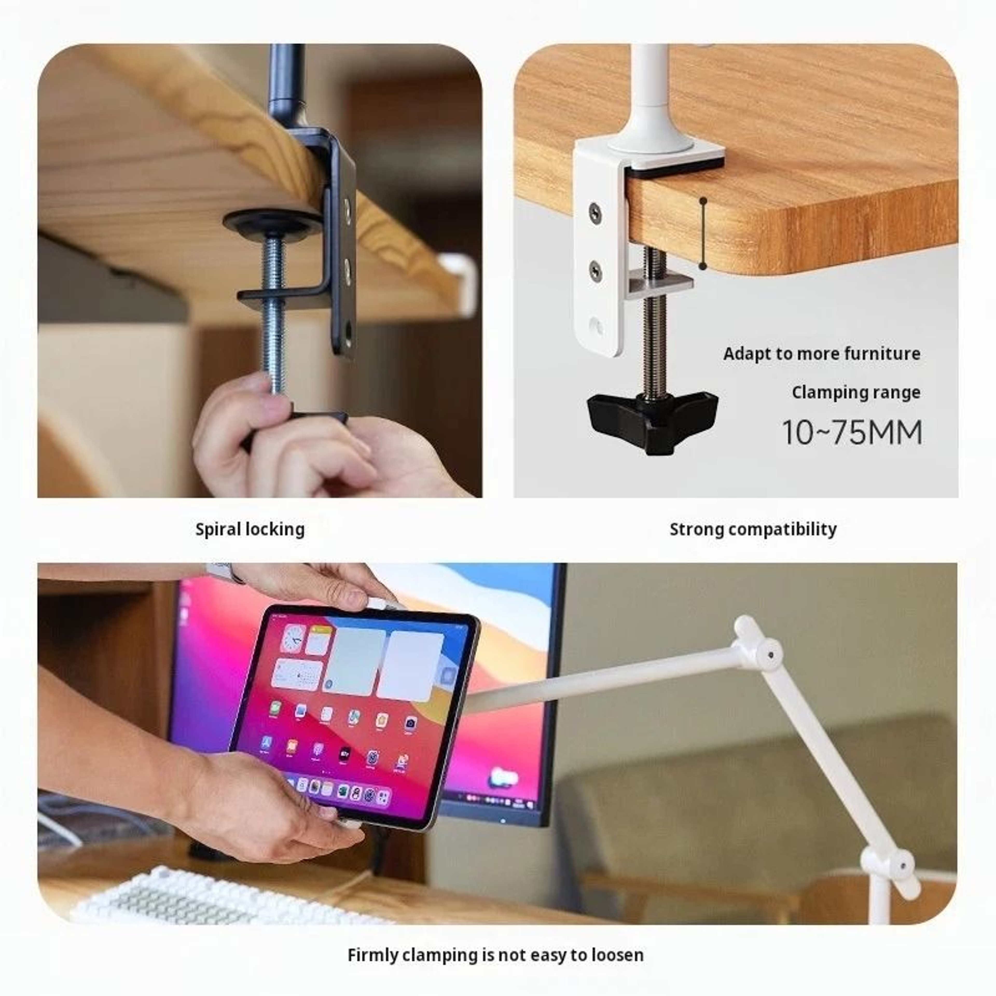 Professional Metal Tablet Stand  Adjustable Desk Mount Arm For IPad 129 And Universal Tablets 3