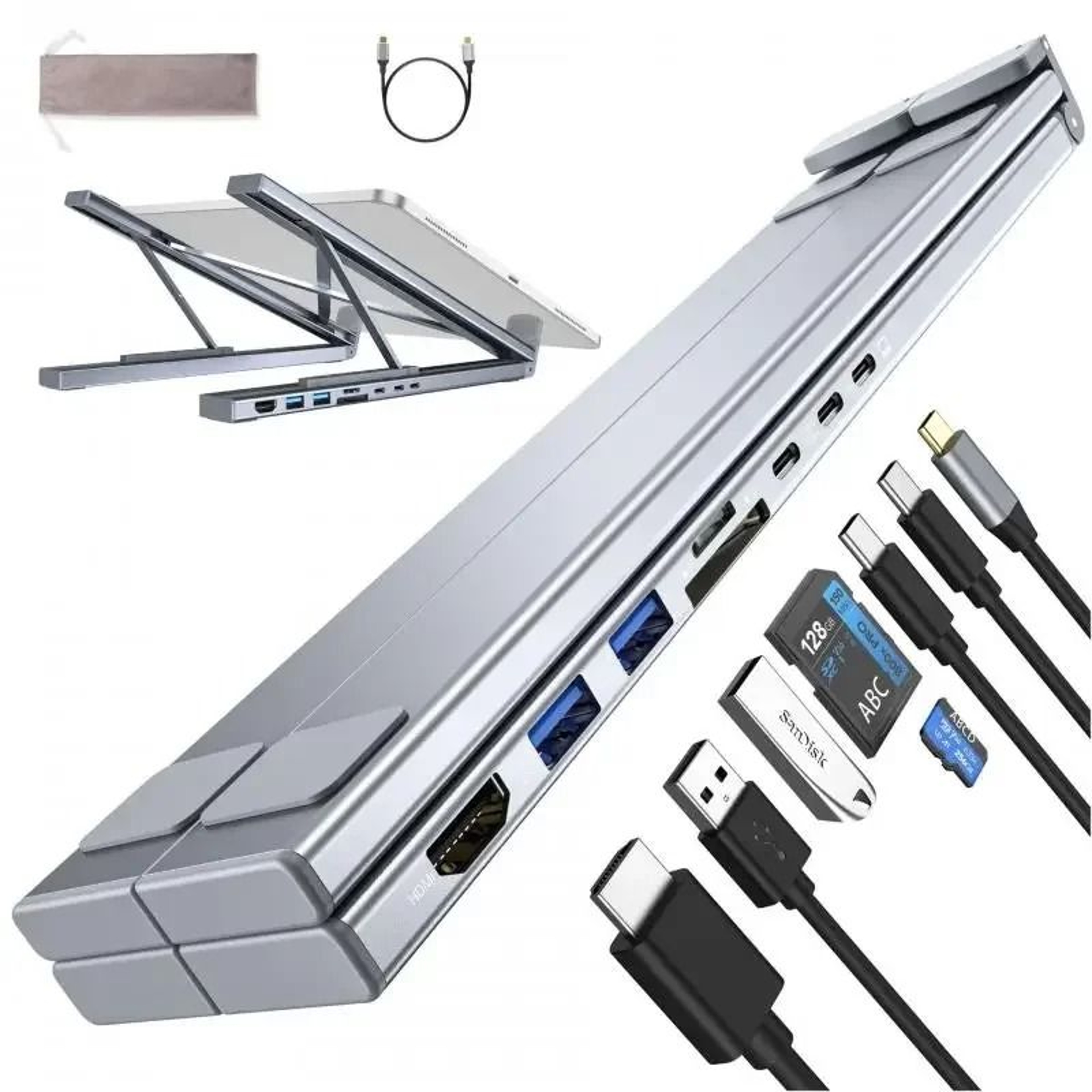 Universal Laptop Stand With Integrated USBC Hub  HDMI 4K SDTF Reader  PD Charging 0