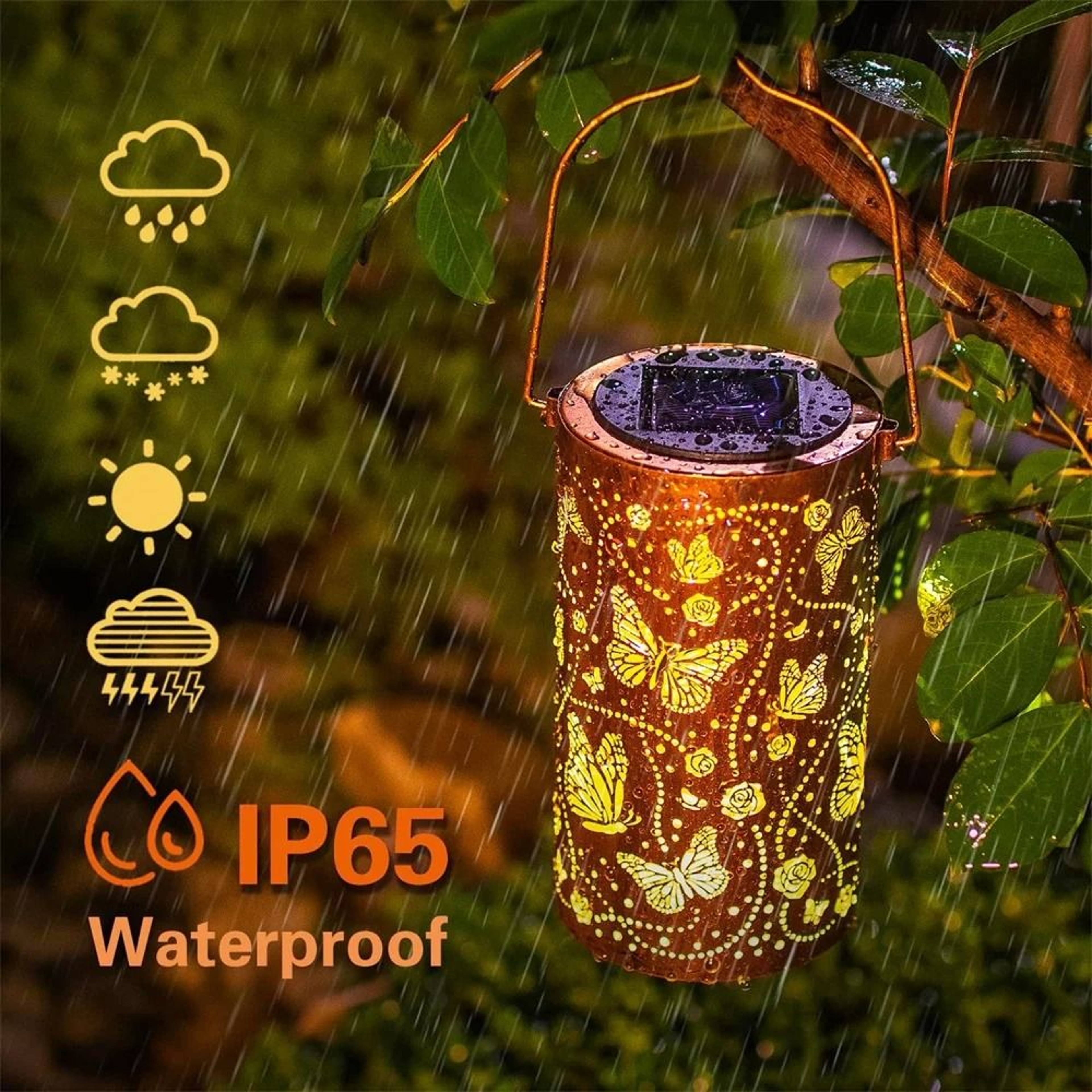 Hanging Butterfly Solar Lantern  Waterproof Decorative Metal LED Light For Yard  Porch 1