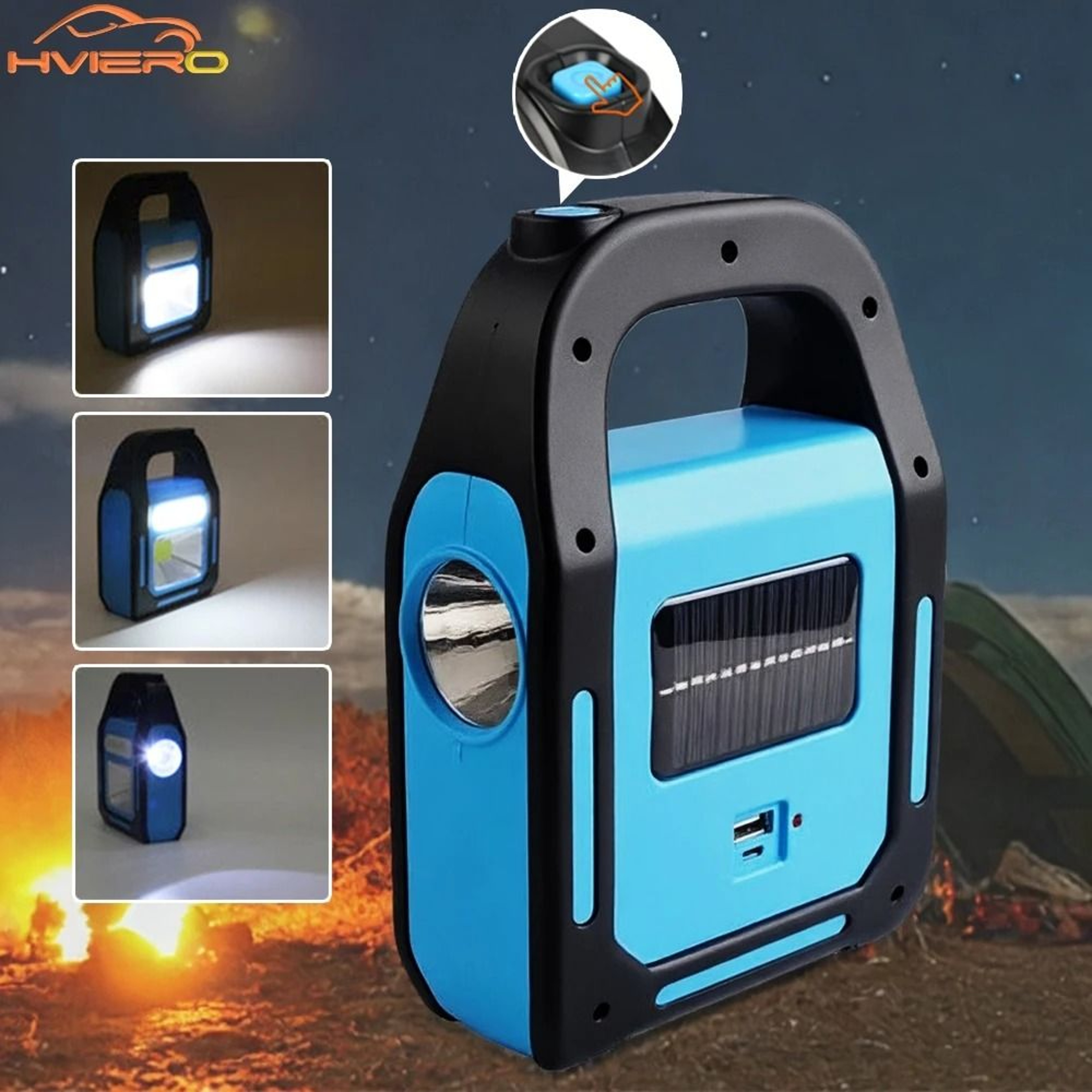 3in1 Solar  USB Rechargeable COB Camping Lantern  Emergency Flashlight  Power Bank For Devices 0