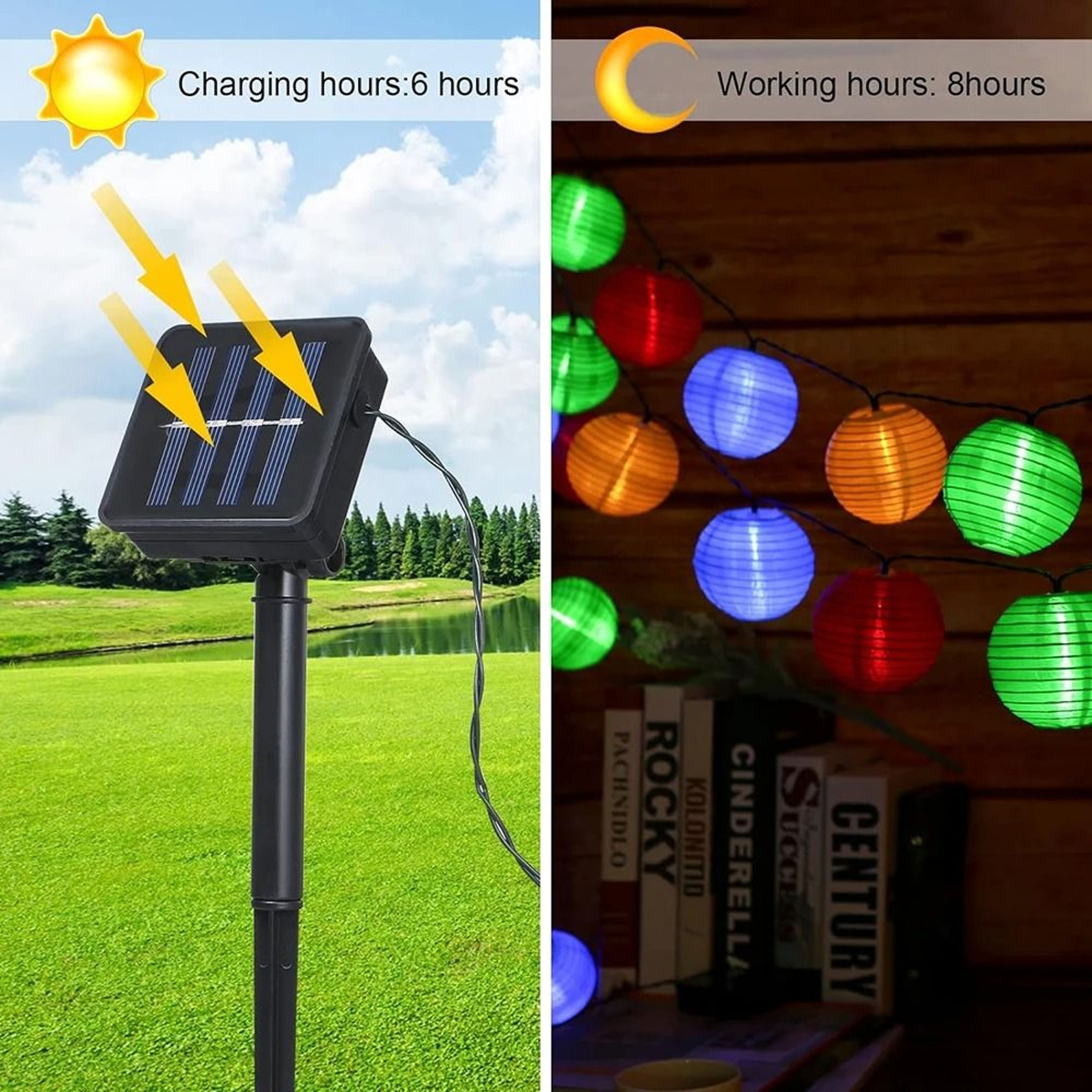 10LED Solar Globe Lantern String Lights  Waterproof Outdoor Garland For Garden Weddings  Parties 1