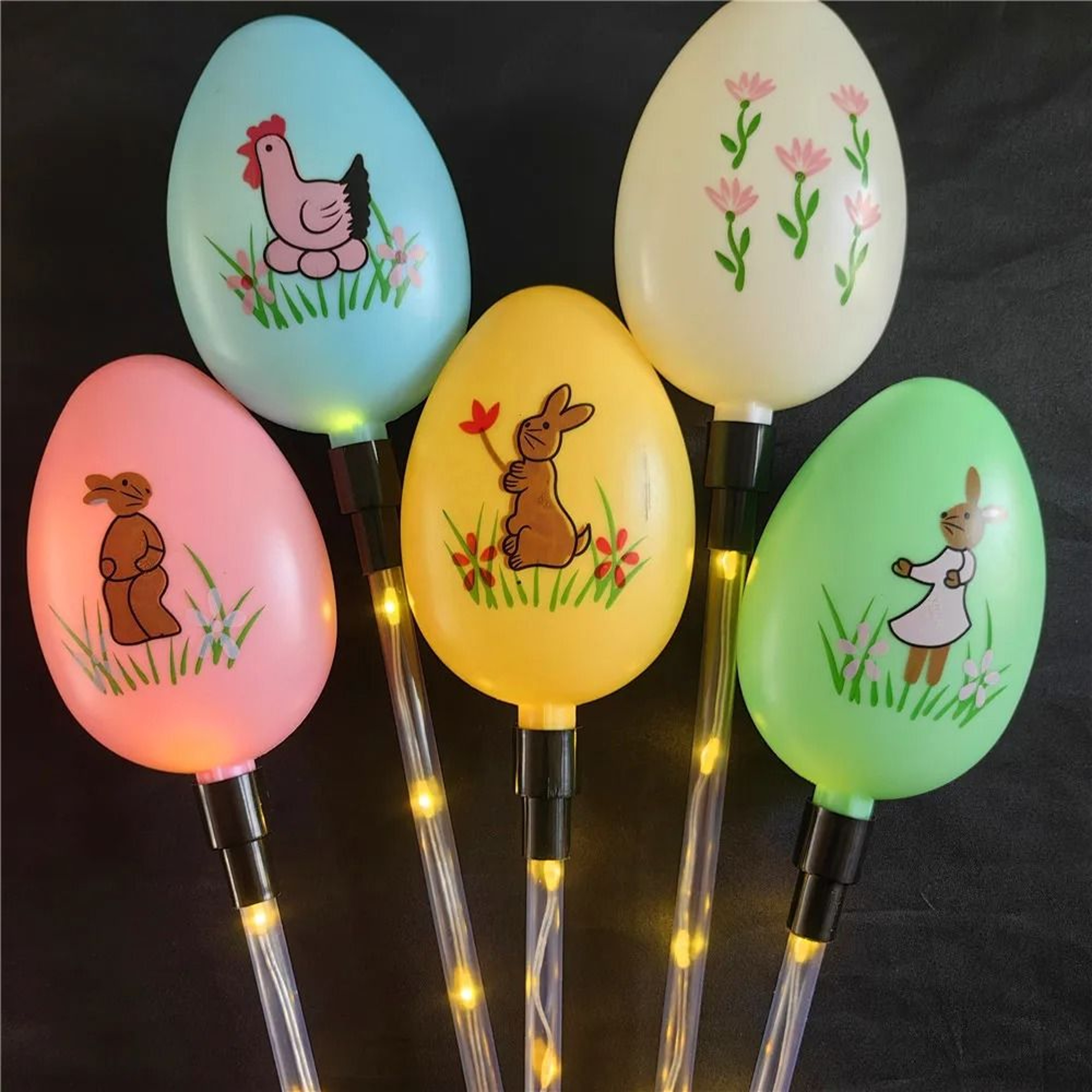 5Pack Solar Easter Egg Stake Lights  8Mode Waterproof Outdoor Garden  Pathway Decorations 2