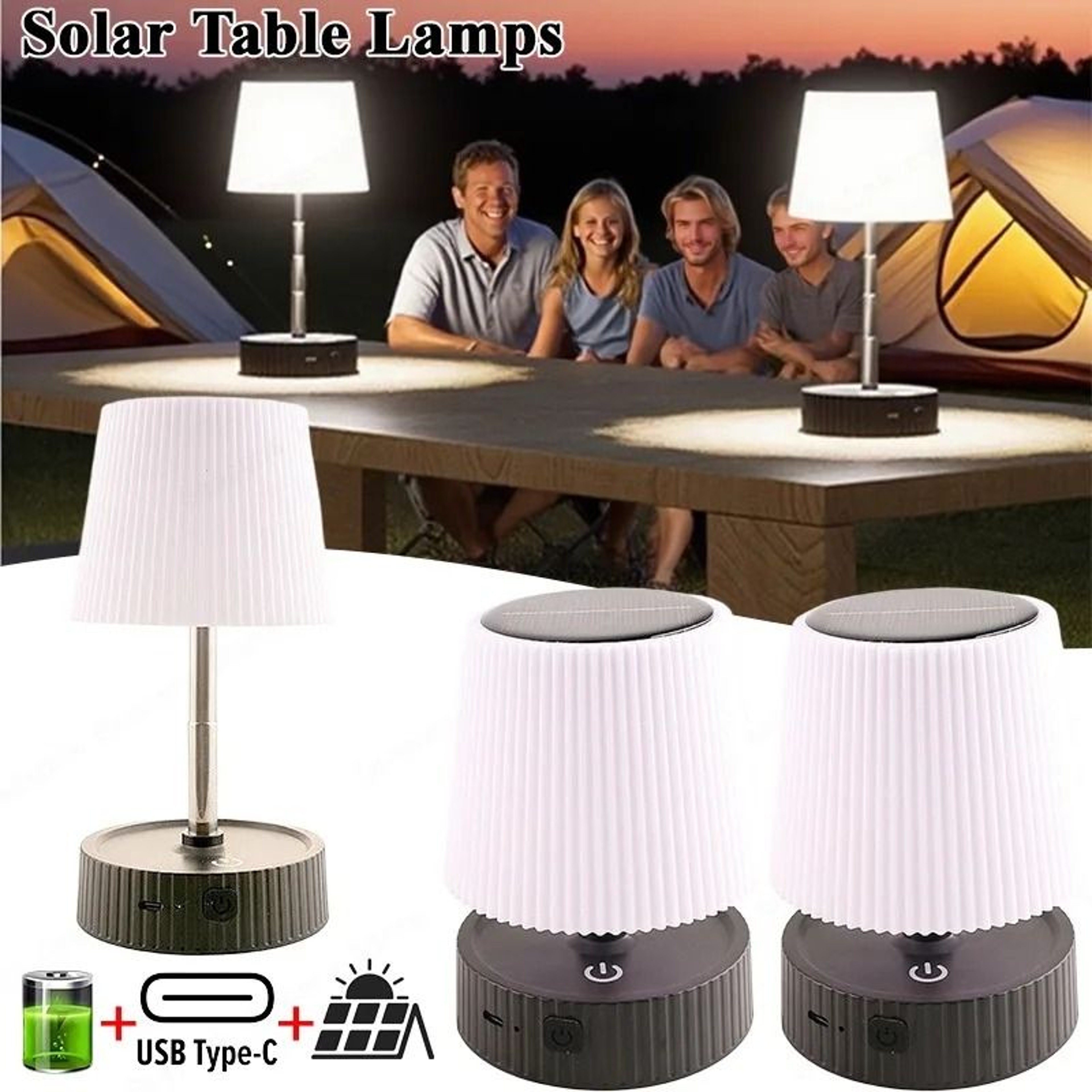 Mini Solar Folding Table Lamp  Rechargeable 17LED Outdoor Night Light  Desktop Floor Lamp 0