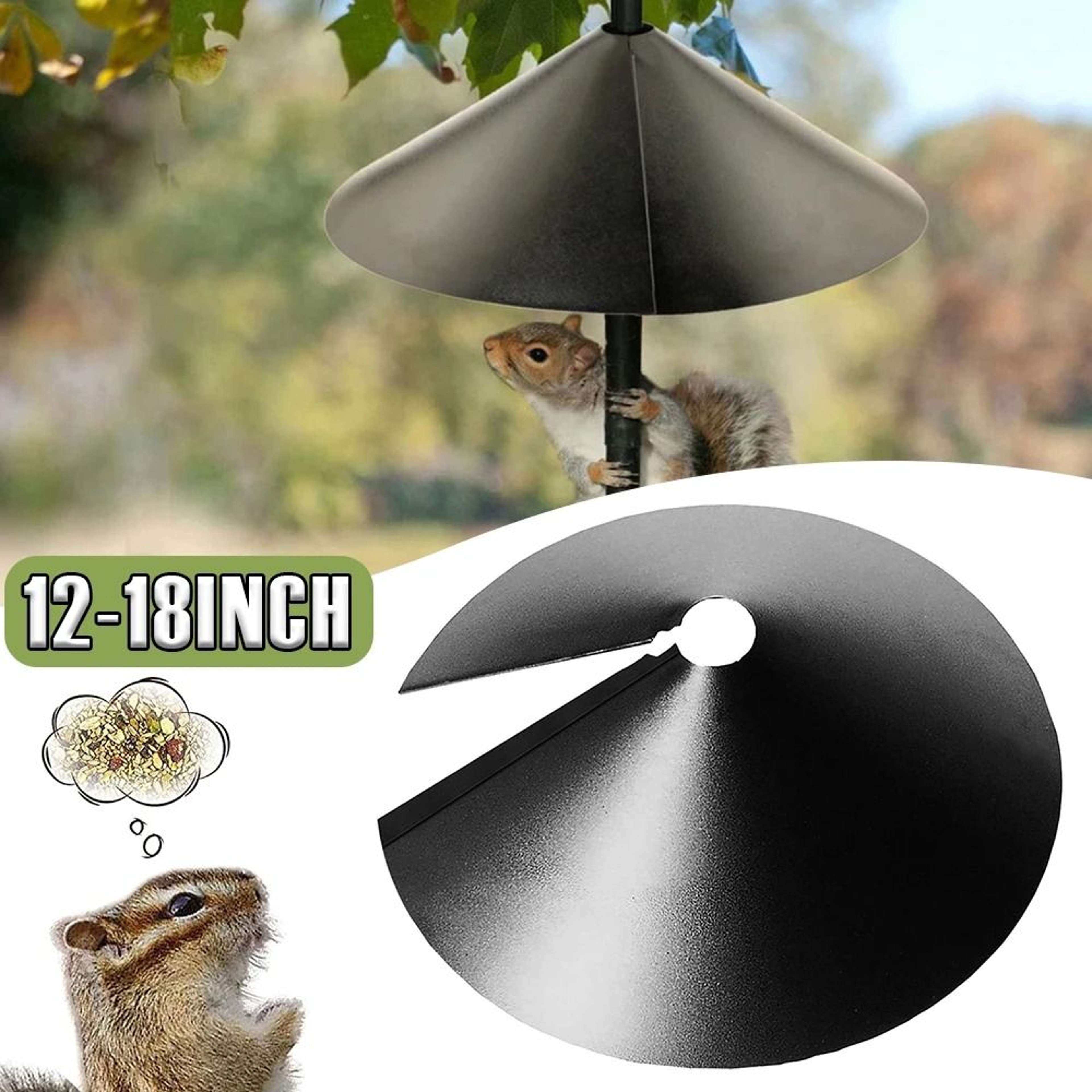 Wrap Around Squirrel Baffle  Durable Plastic Bird Feeder Protection  1218 Inch Squirrel Proof Guard 0