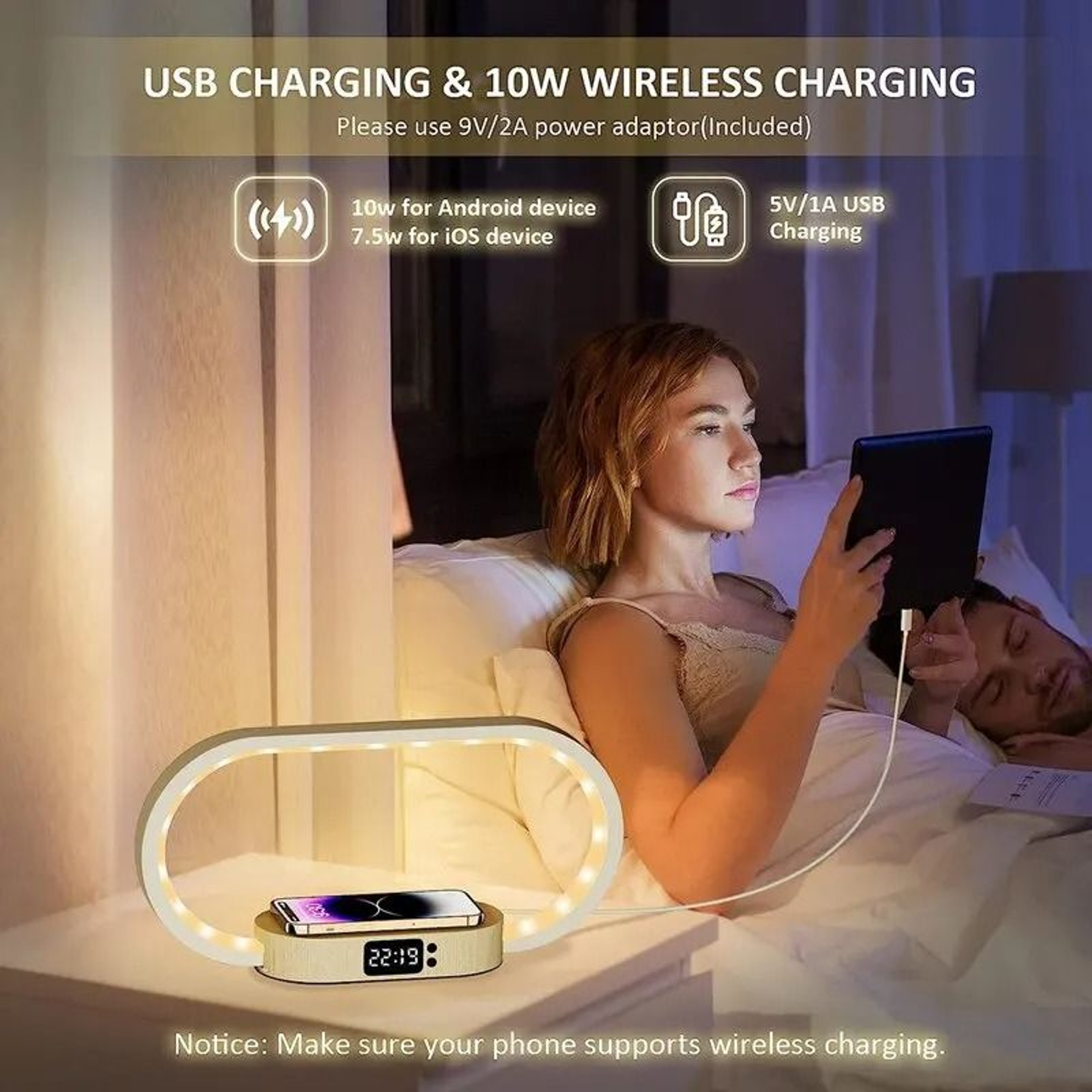 10W Multifunction Wireless Charger Dock  LED Night Light  Digital Clock Station For IPhone  Samsung 3