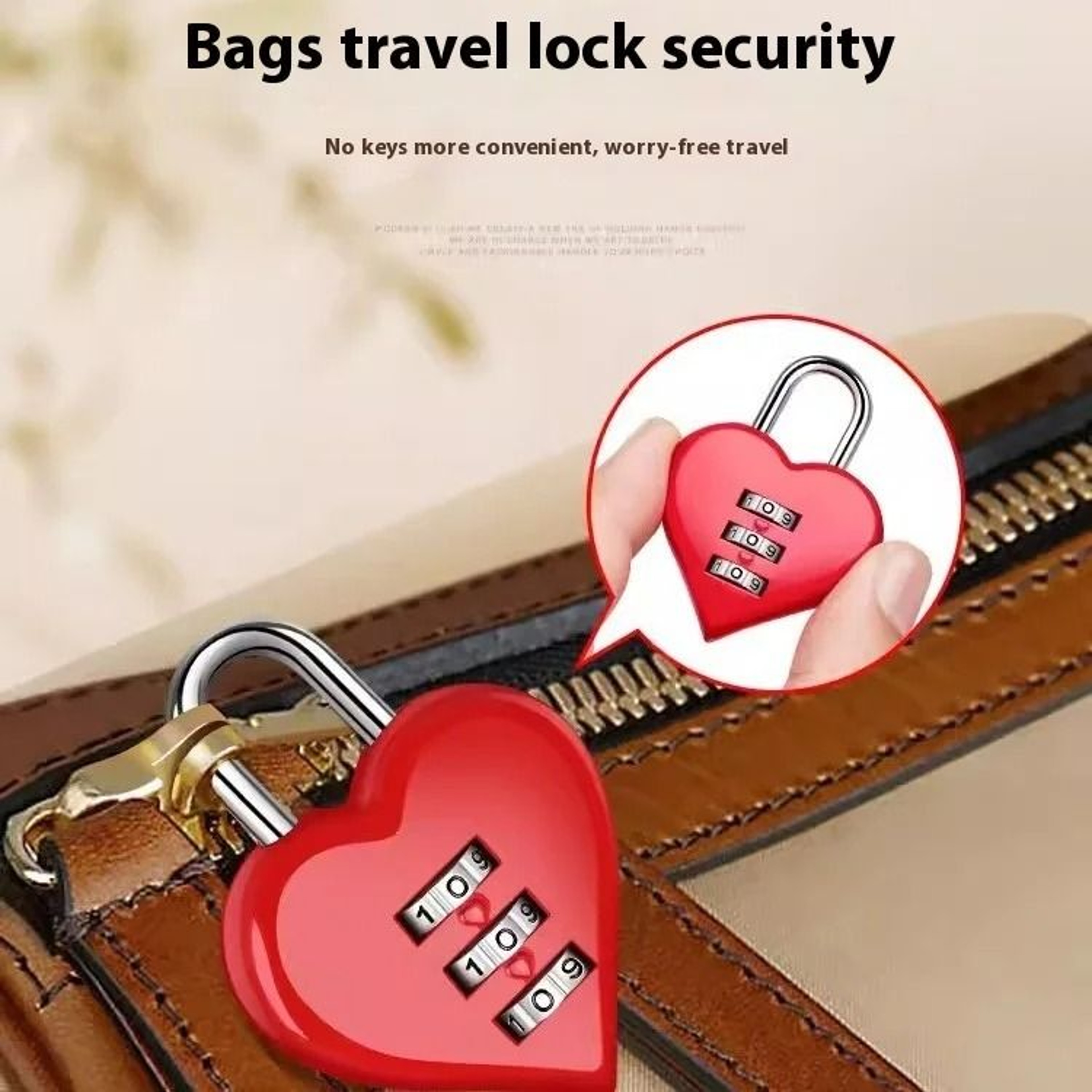 HeartShaped 3Digit Combination Lock  Mini Suitcase  Backpack Security For Travel  School 1