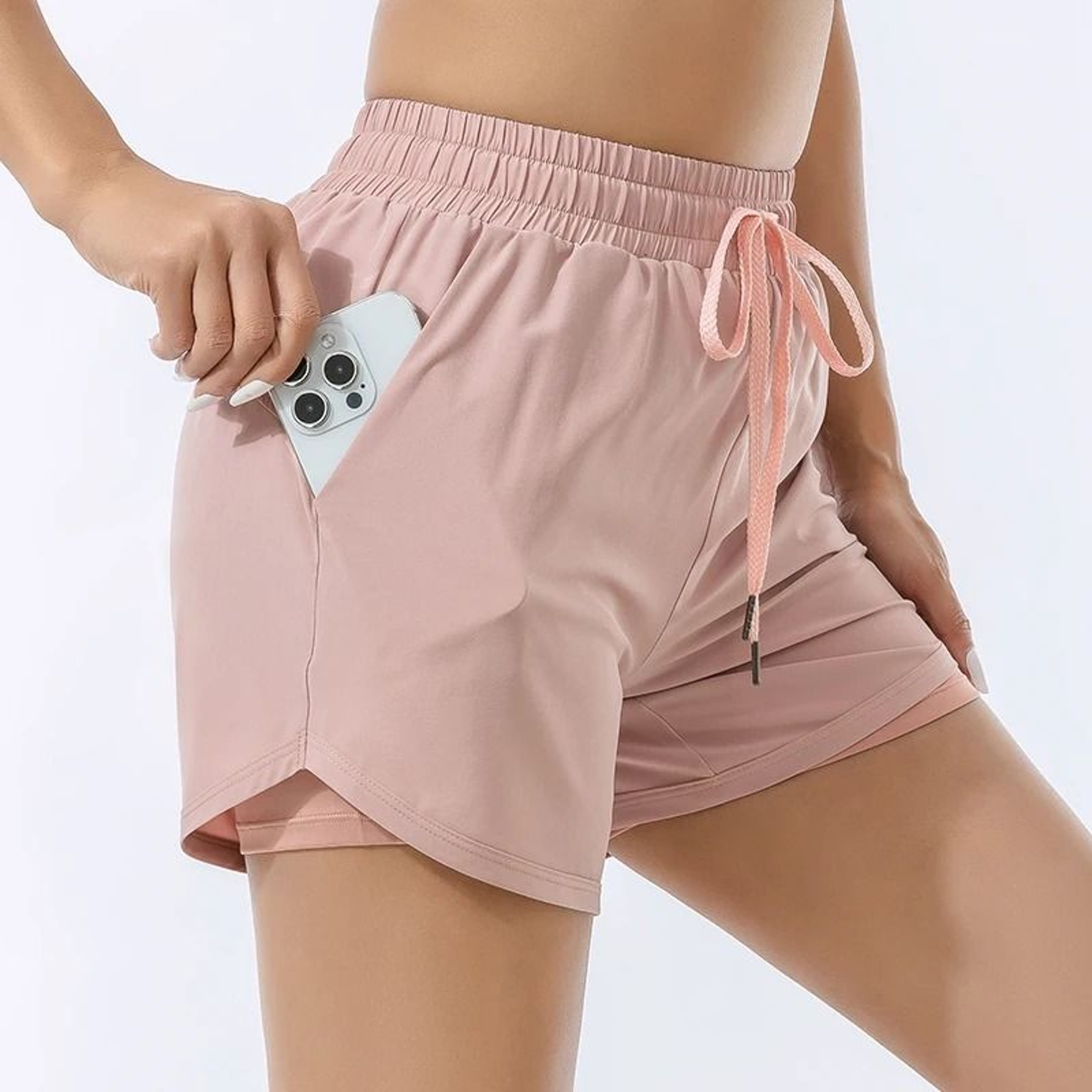 Womens Loose DoubleLayer Sports Shorts  HighWaisted AntiSlip Yoga  Running Fitness Pants 0