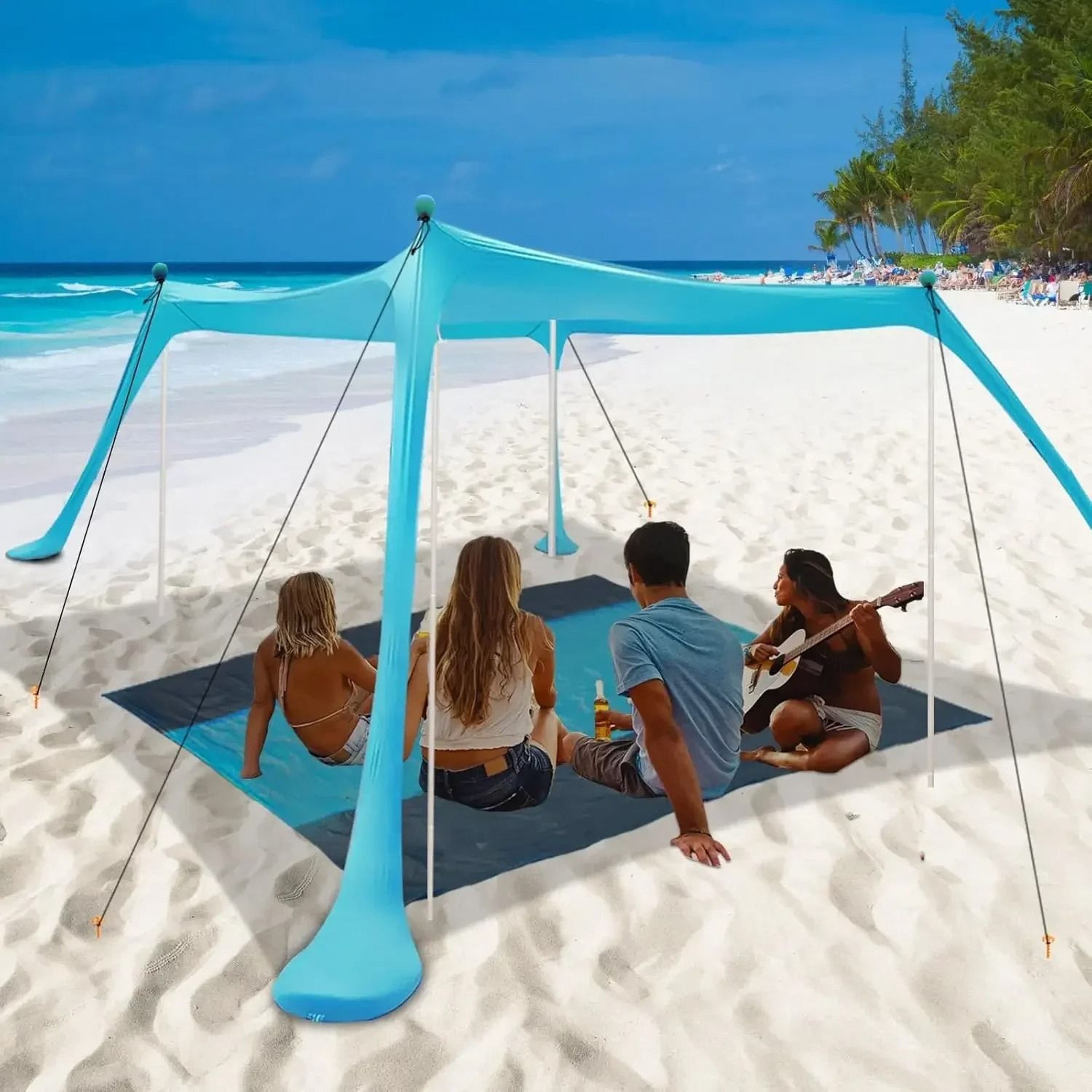 Portable Windproof Beach Canopy  UV Protection Outdoor Sun Shade  Home Beach Awning With Storage Ba 5