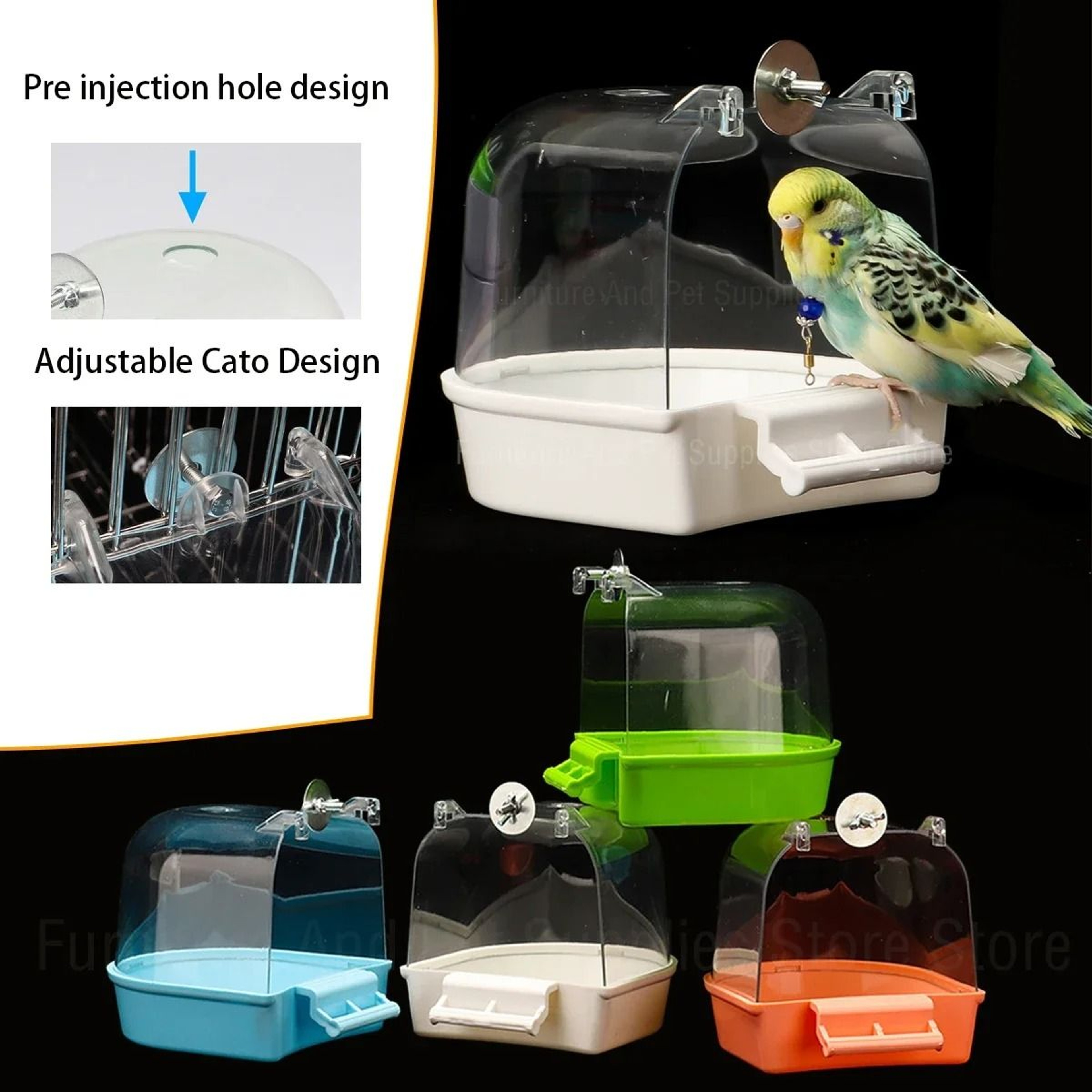 Hanging Bird Bath Box  Clear Parakeet Shower For Cages  Professional Bird Grooming Accessory 0