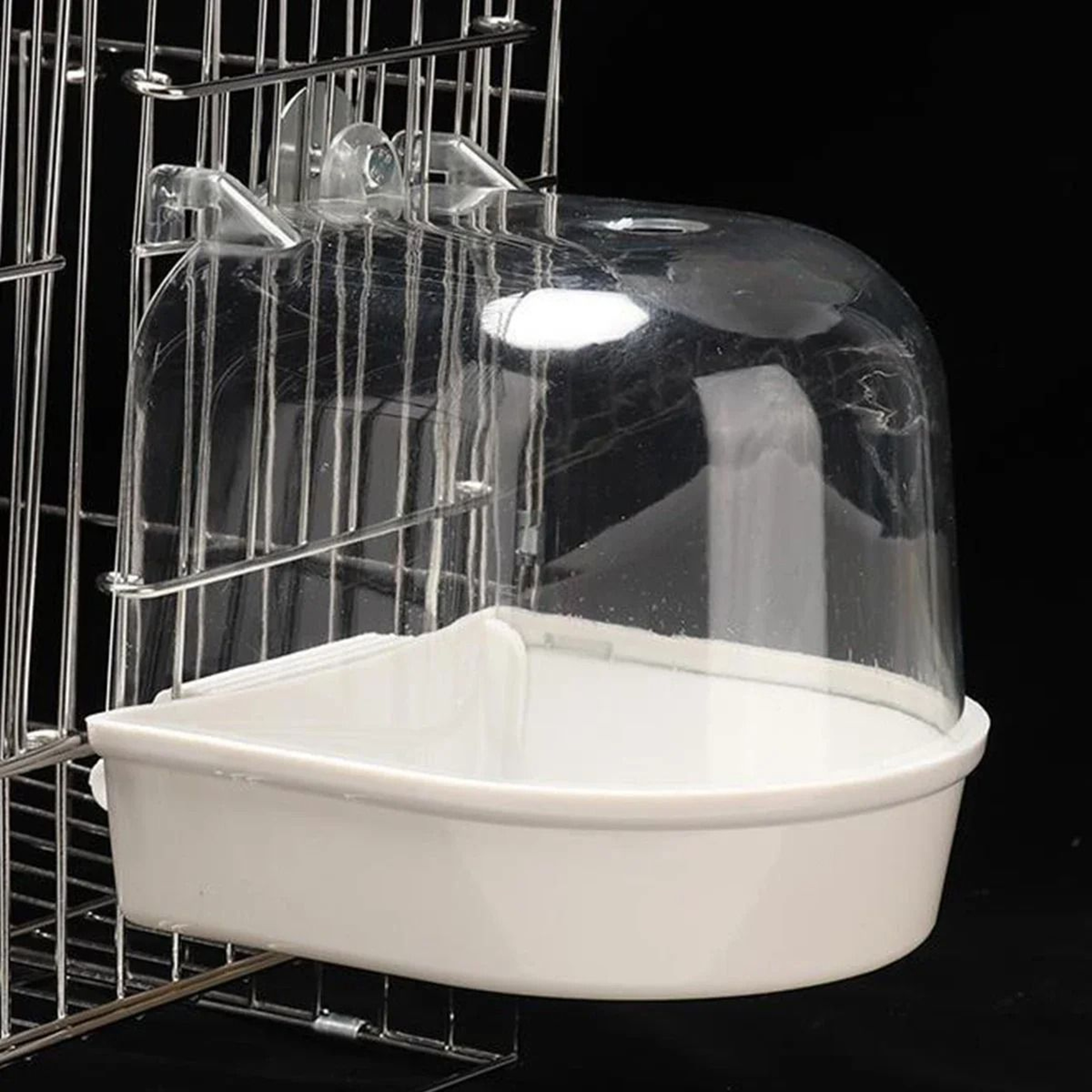 Hanging Bird Bath Box  Clear Parakeet Shower For Cages  Professional Bird Grooming Accessory 7