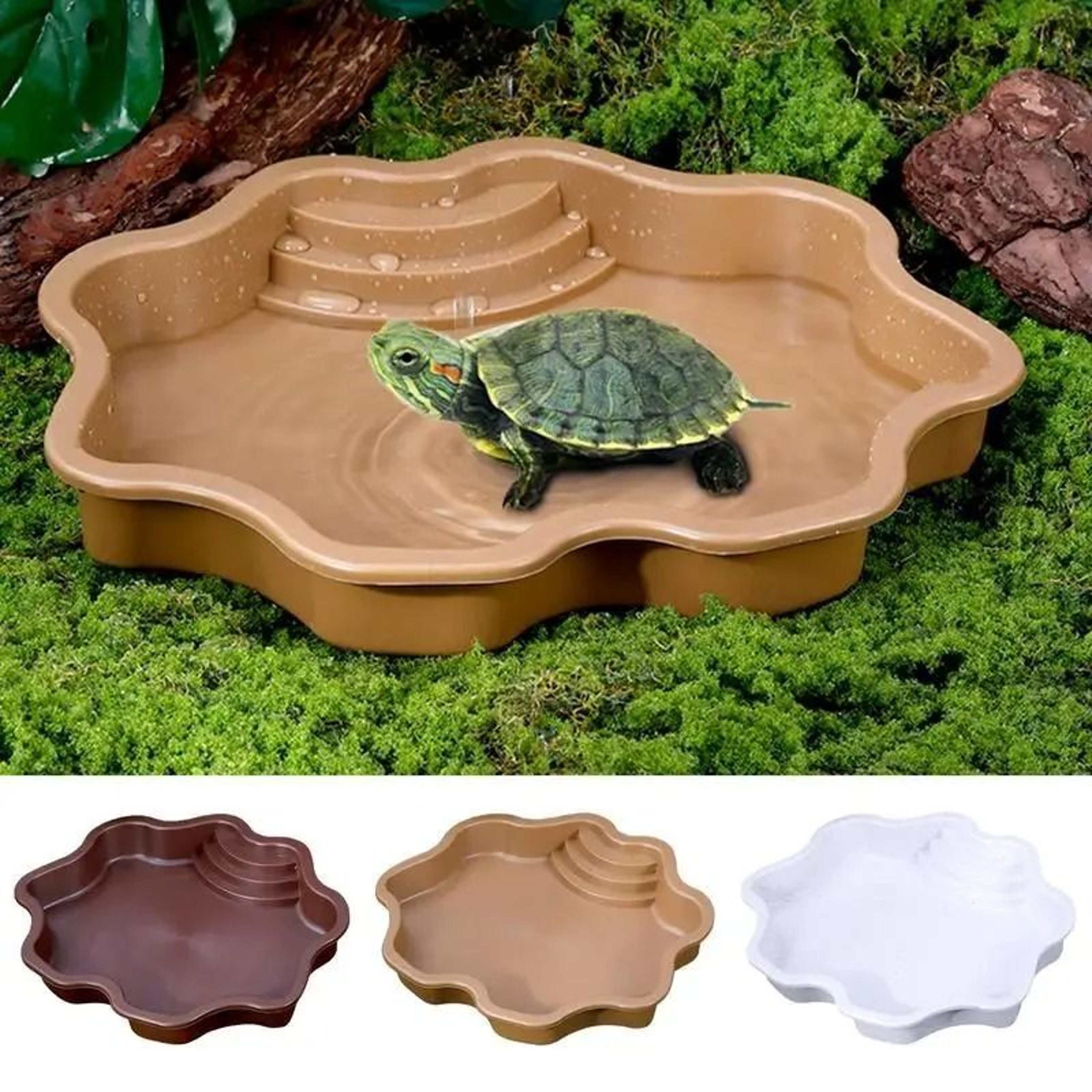 Large Reptile Turtle Bathing Tub  Feeding Pool  Professional Tortoise Habitat Bowl With Integrated  0
