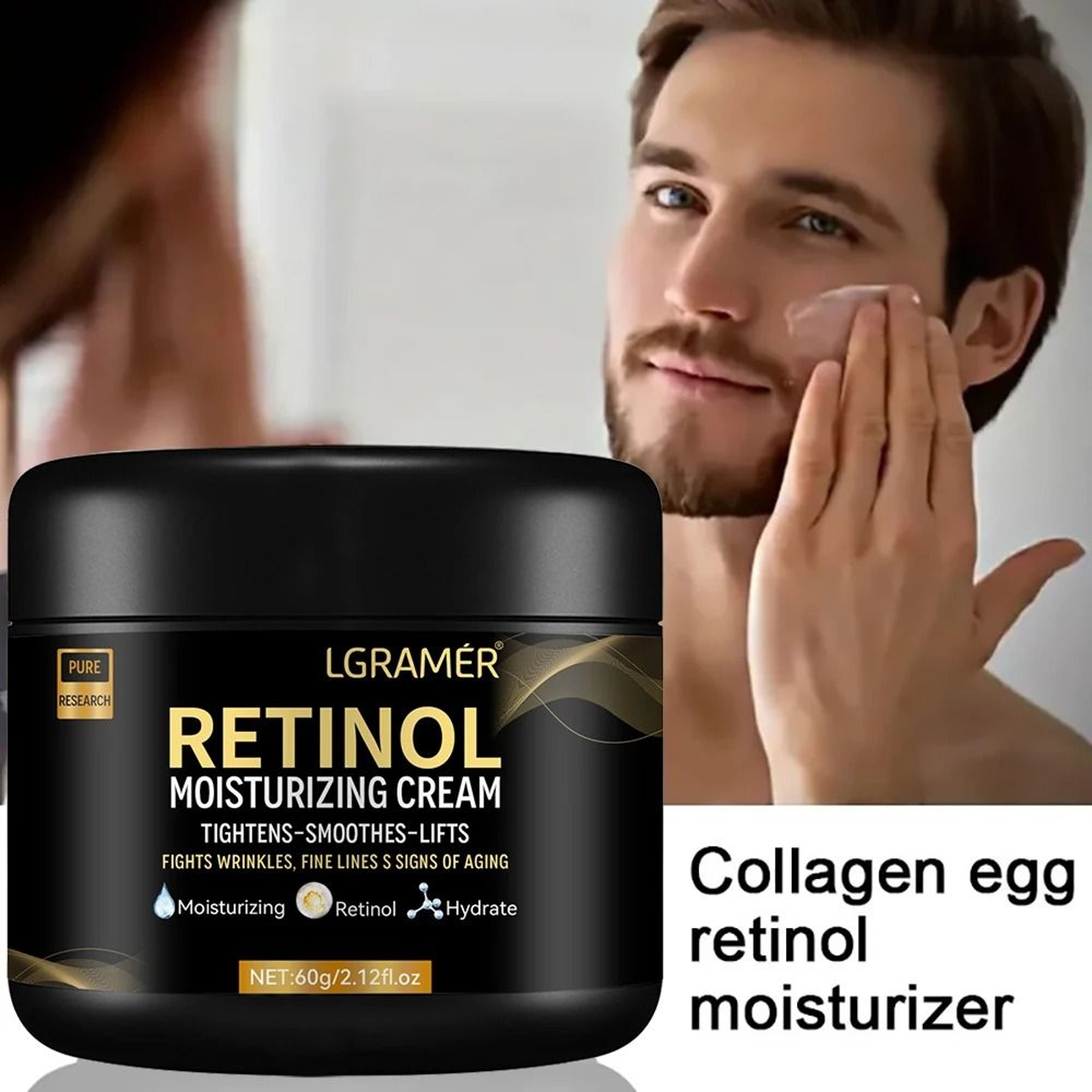 Mens Retinol Face Moisturizer  AntiWrinkle  Aging Recovery Cream  Professional Whitening  Pore Shri 0