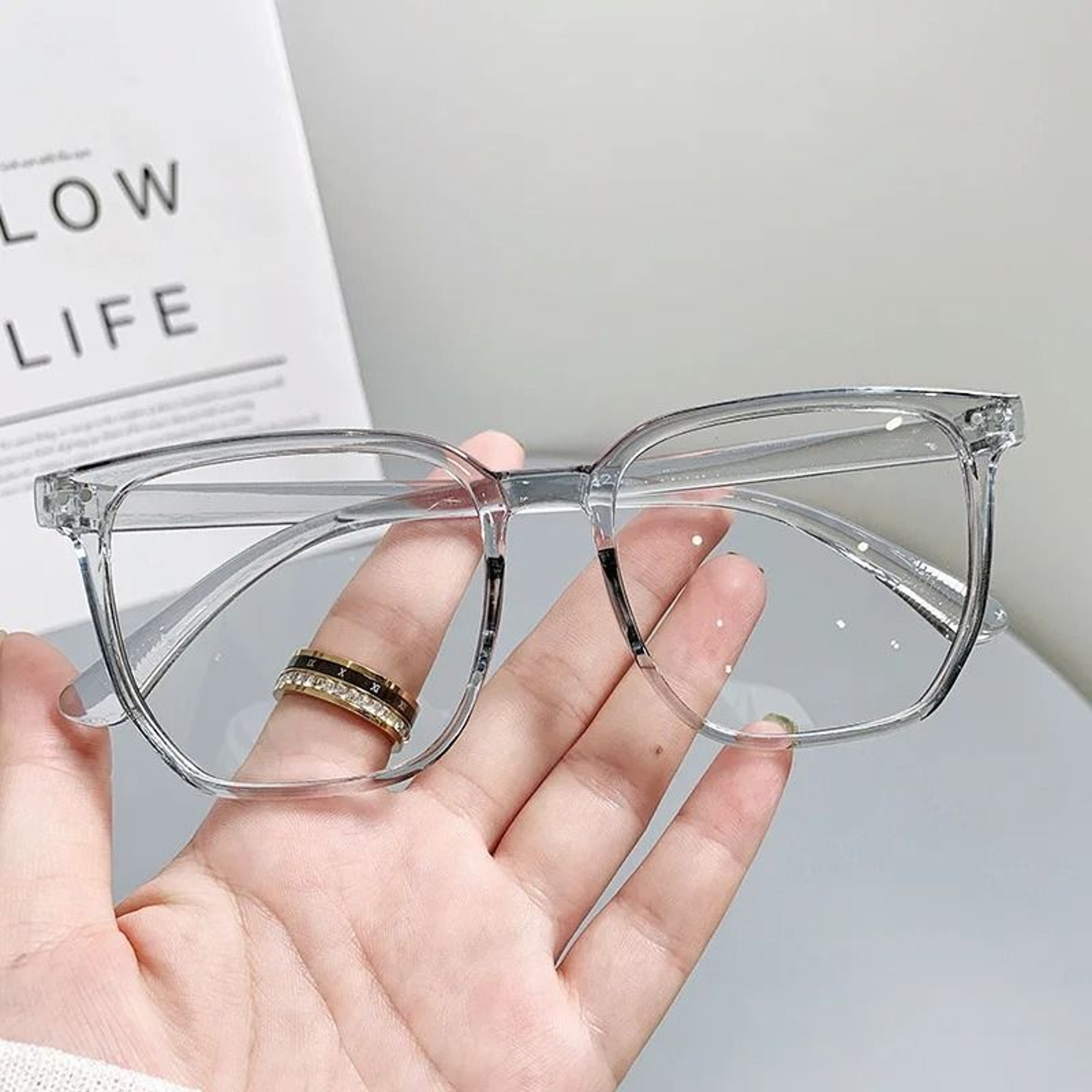 Square Finished Myopia Glasses  AntiBlue Light Computer Eyewear  Professional Student Shortsighted  10