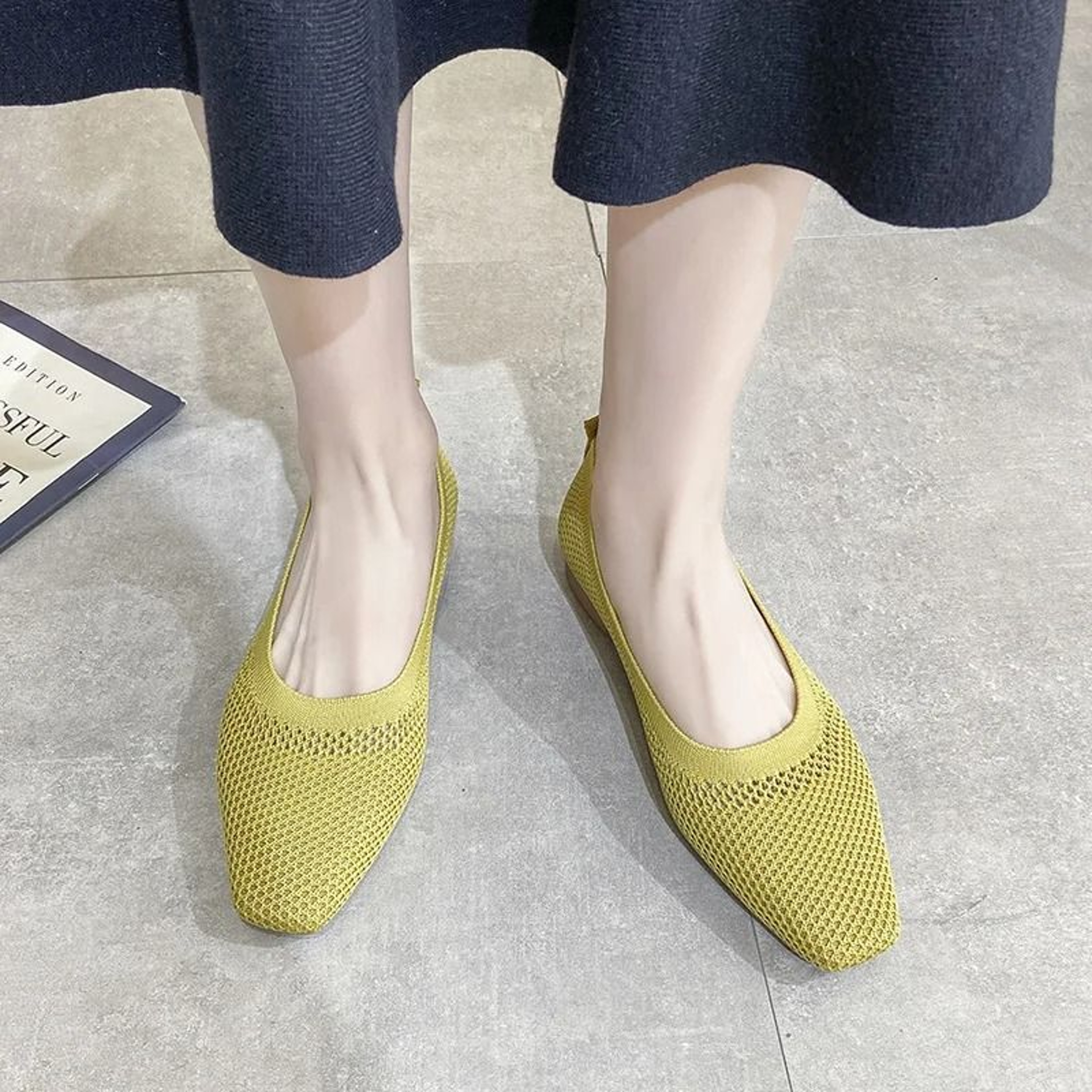 Breathable Mesh Fashion Flats Women Spring Summer Square Toe Slip On Loafers Walking Shoes 0