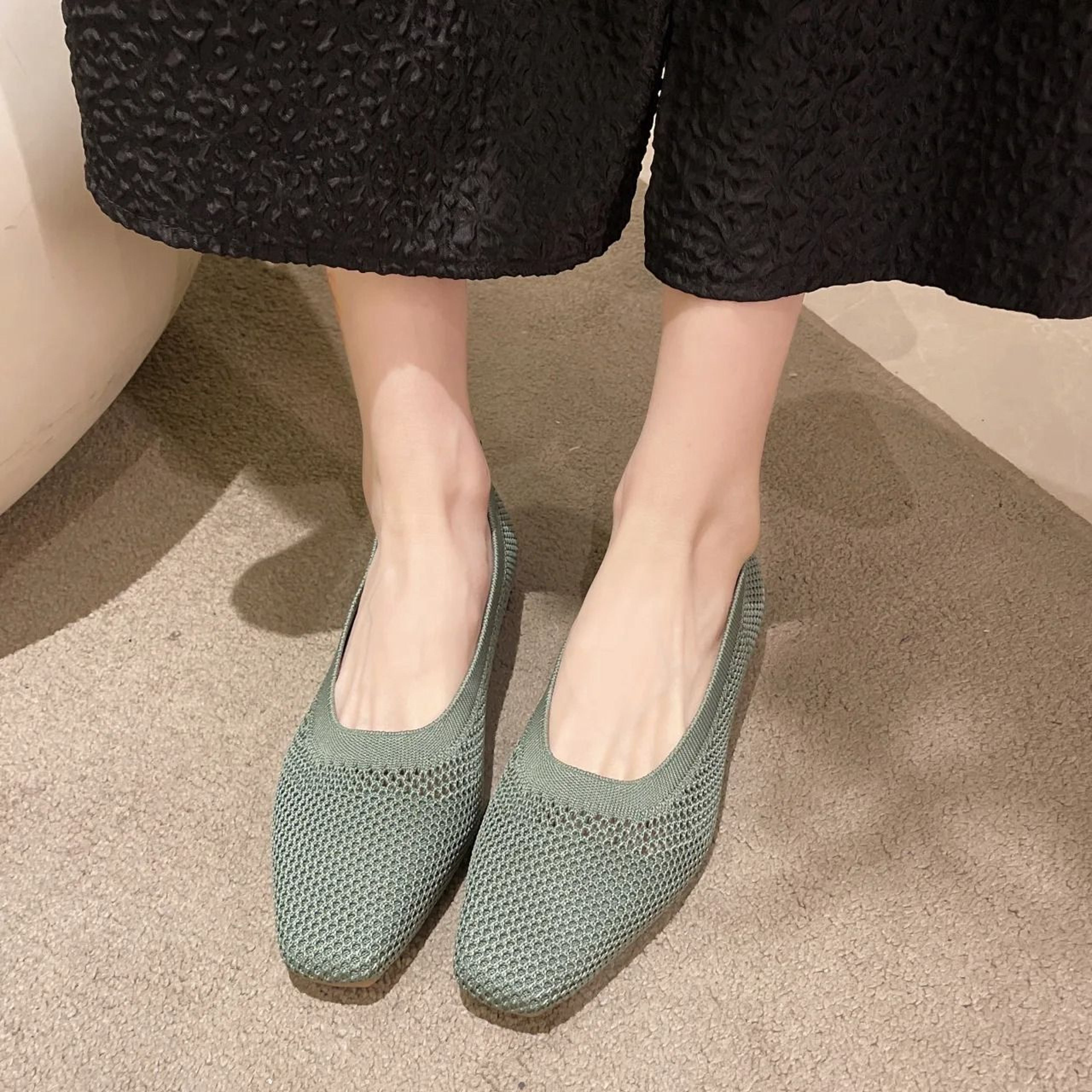 Breathable Mesh Fashion Flats Women Spring Summer Square Toe Slip On Loafers Walking Shoes 5