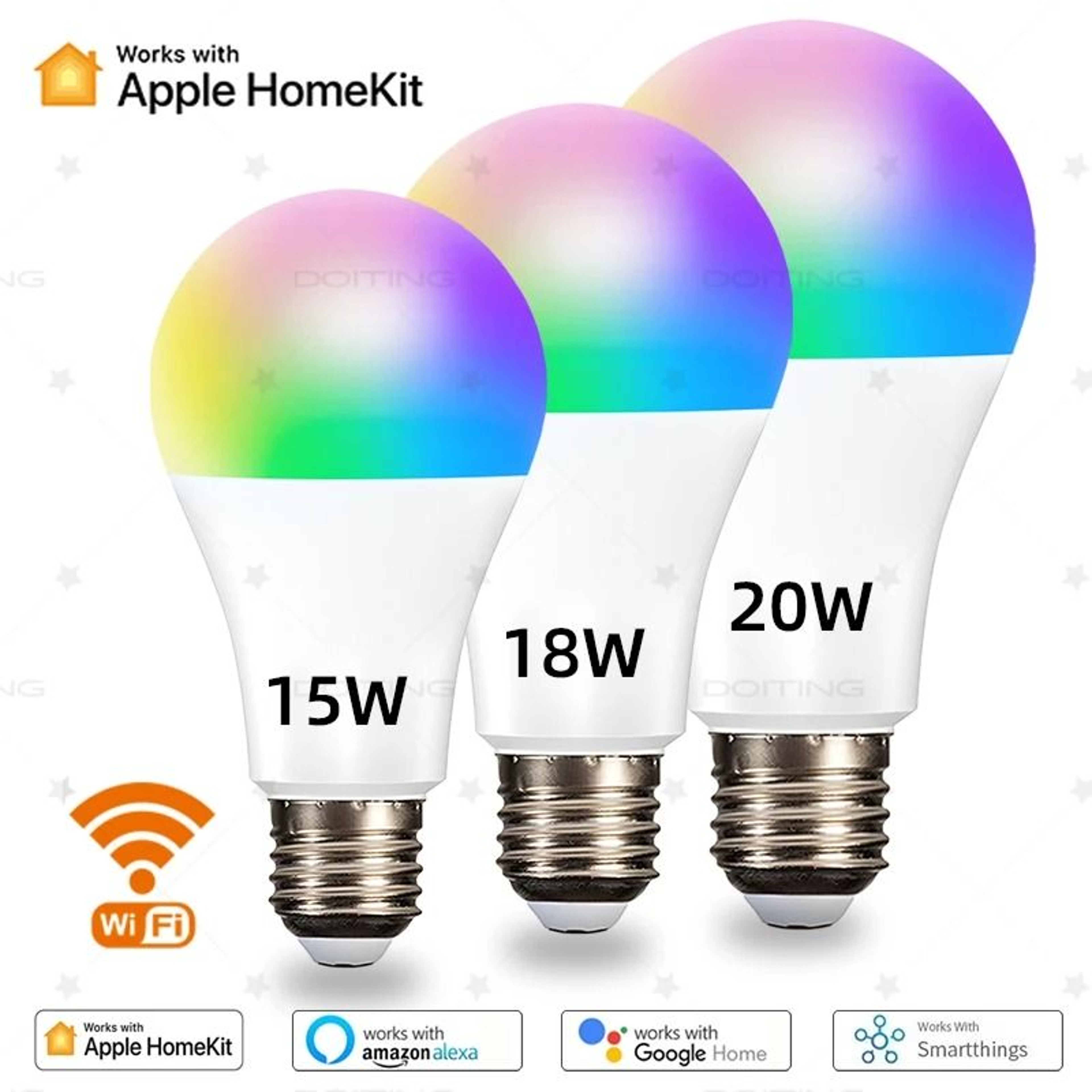 Homekit WiFi E27 Smart Dimmable Bulb RGBCW Voice Control For Alexa Siri Google Home 0