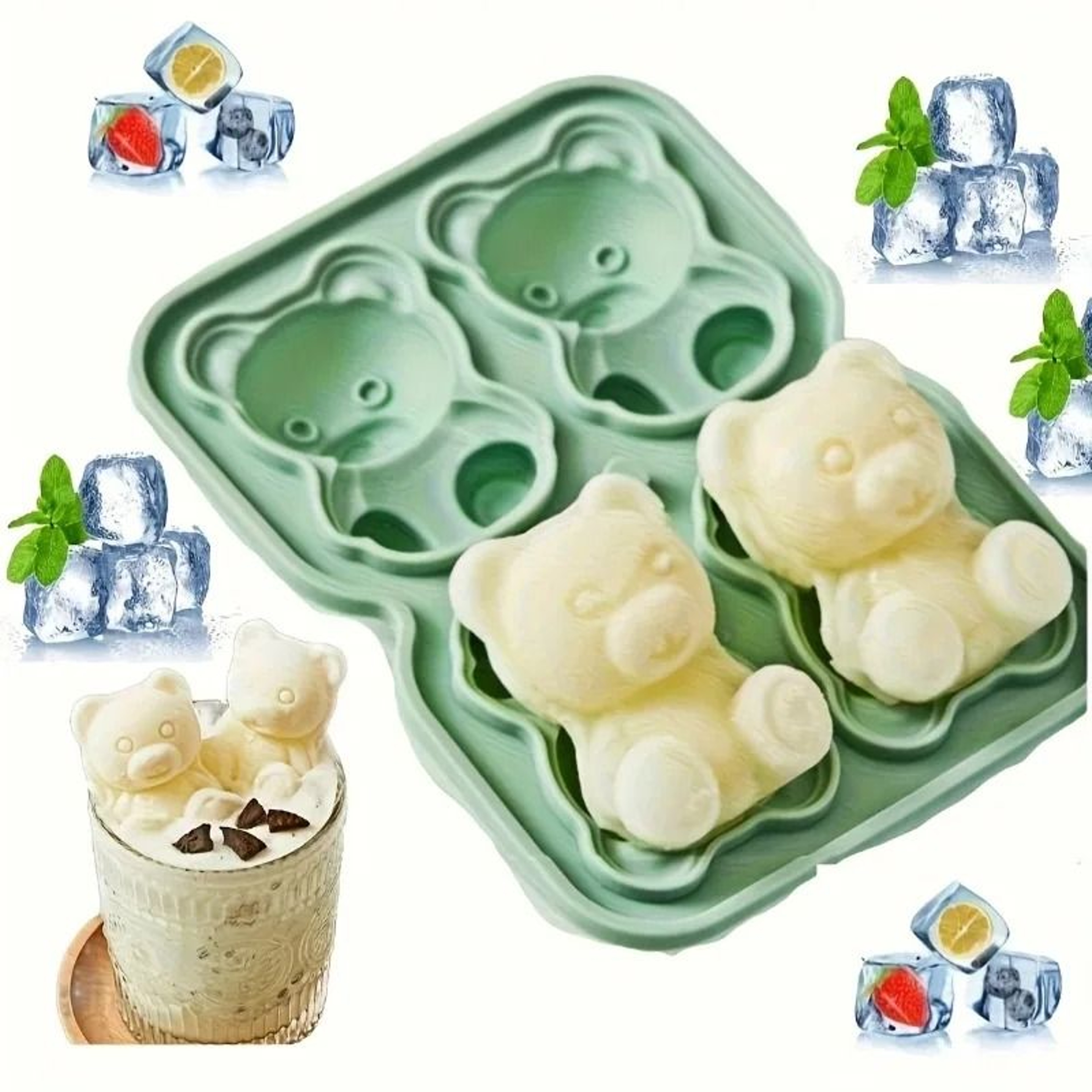 Silicone 3D Ice Bear Candle Mold For DIY Whiskey Cocktail Making And Creative Crafts 2