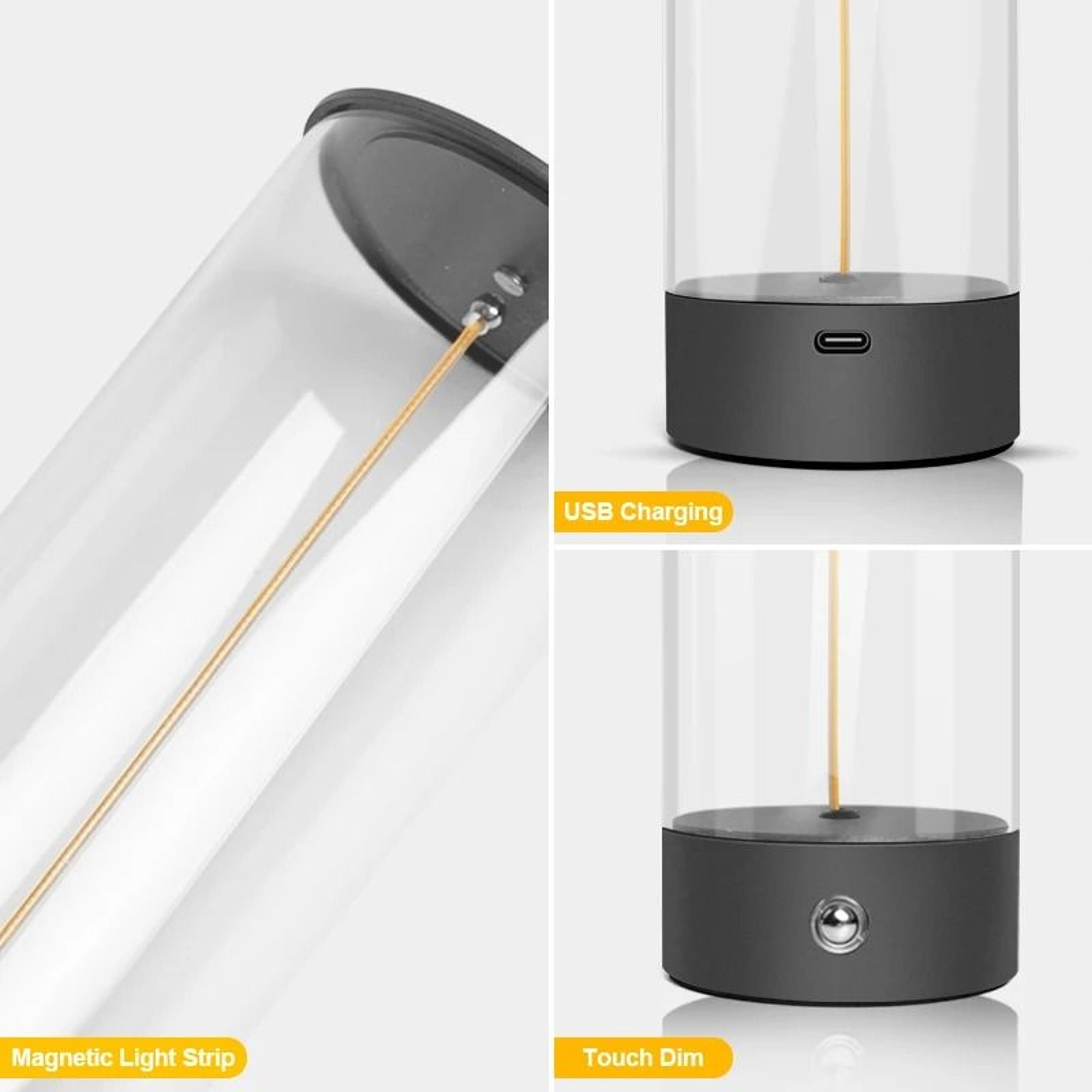 Minimalist Magnetic Cordless Desk Lamp Touch Control USB Rechargeable Nightstand Light 2